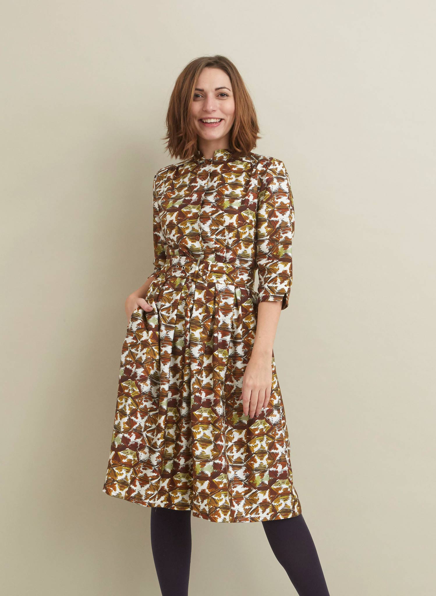 Cynthia - Rust Tortoiseshell Dress