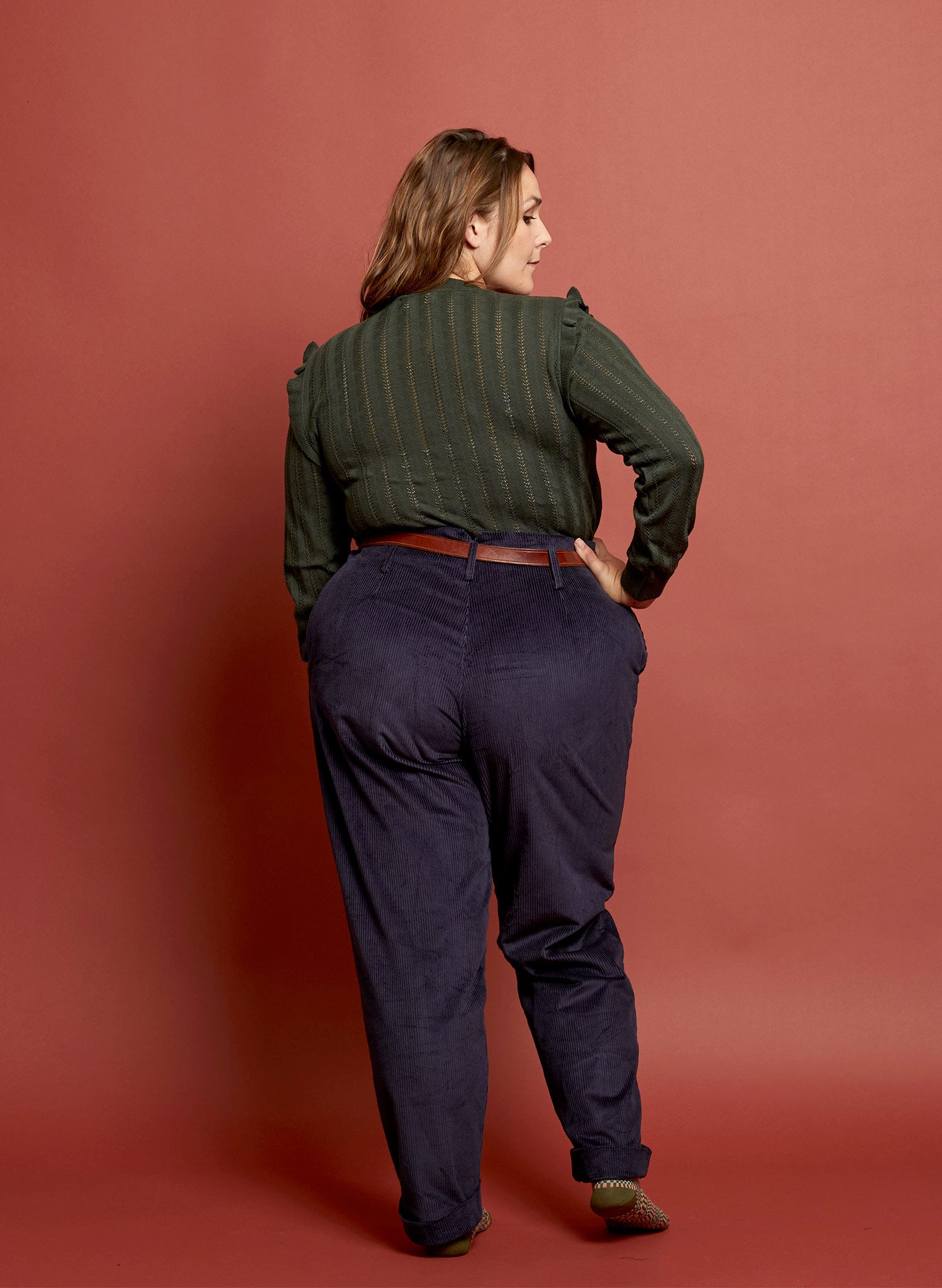 Diana - Forest Green Ruffle Knitted Top