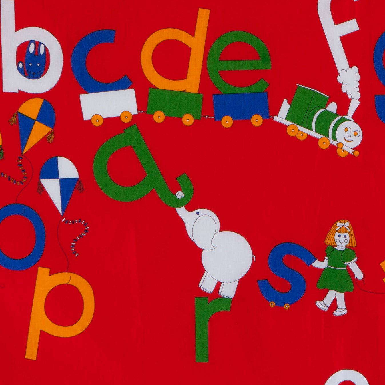 Remnant - 107cm - ABC Primary Print Fabric - Cotton