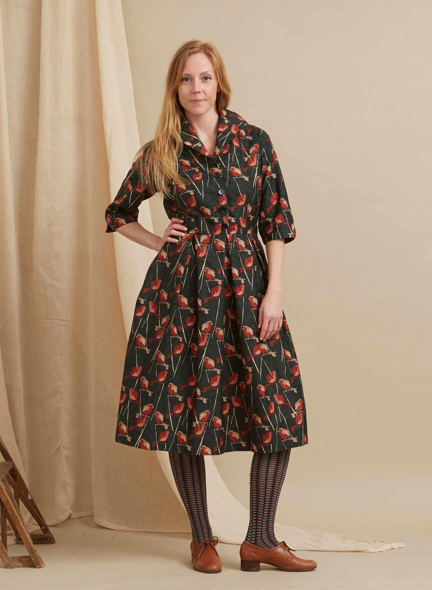 Ida - Forest Green Robin Dress
