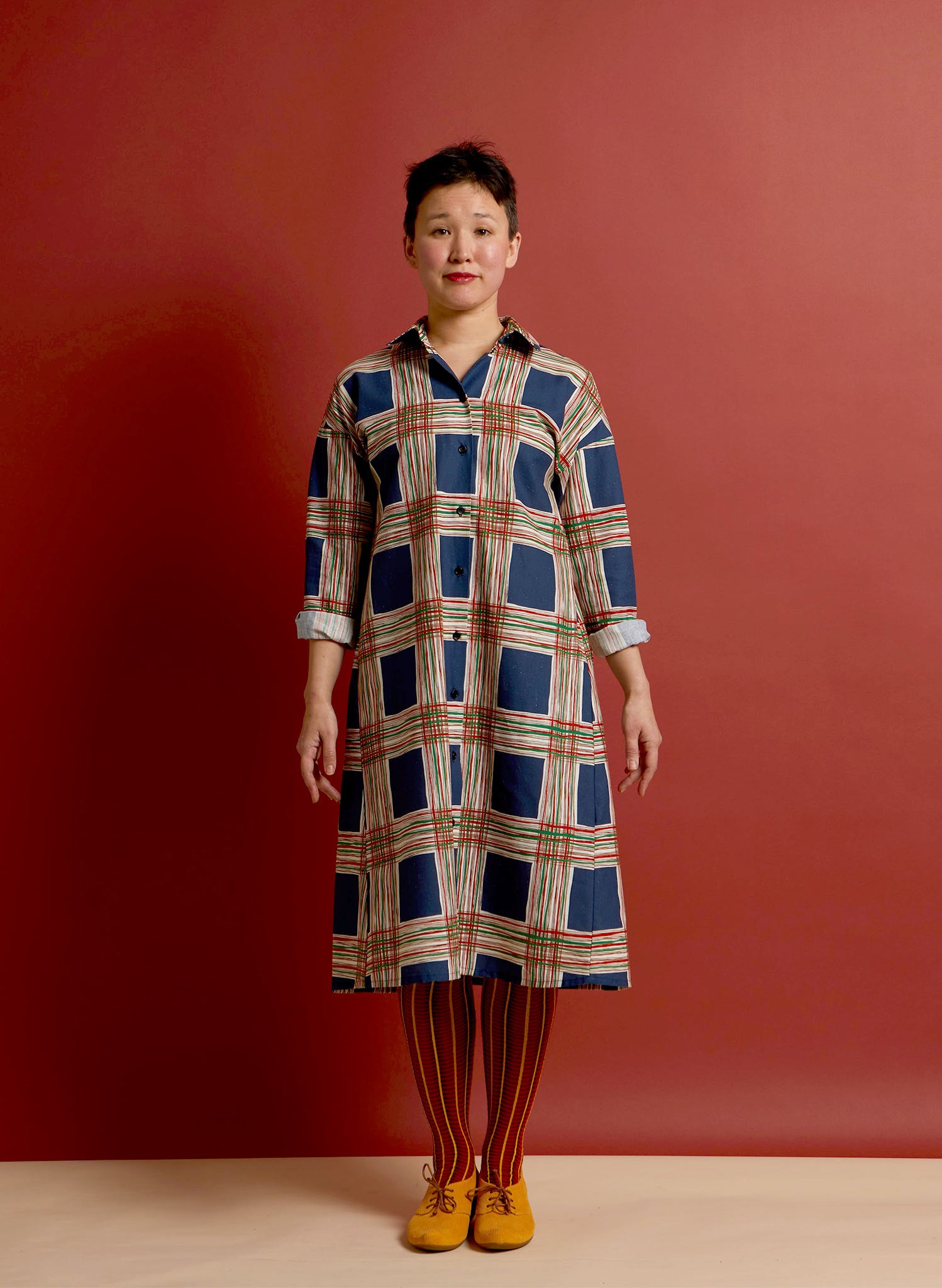 Izzy Shirt Dress - Navy Check