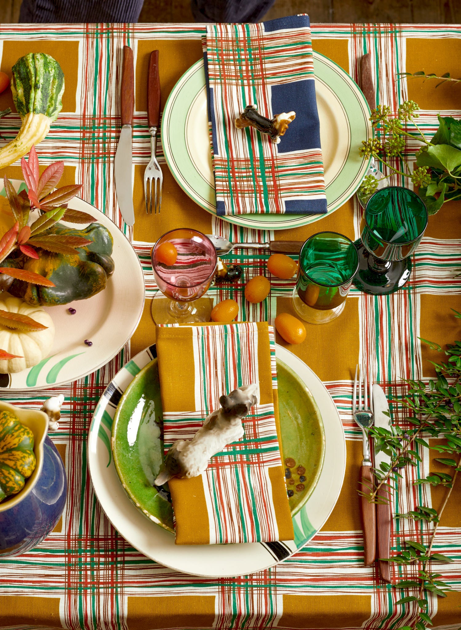 Napkin Set - Mustard Checks