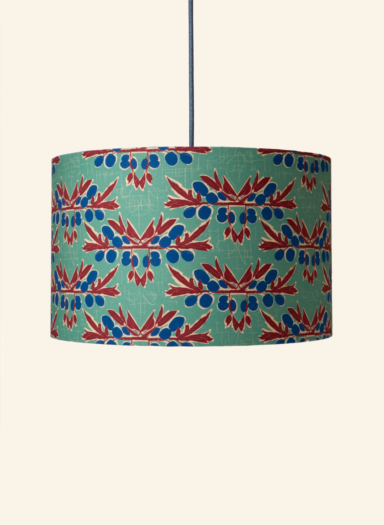 Drum Lampshade - Green Nouveau Plum