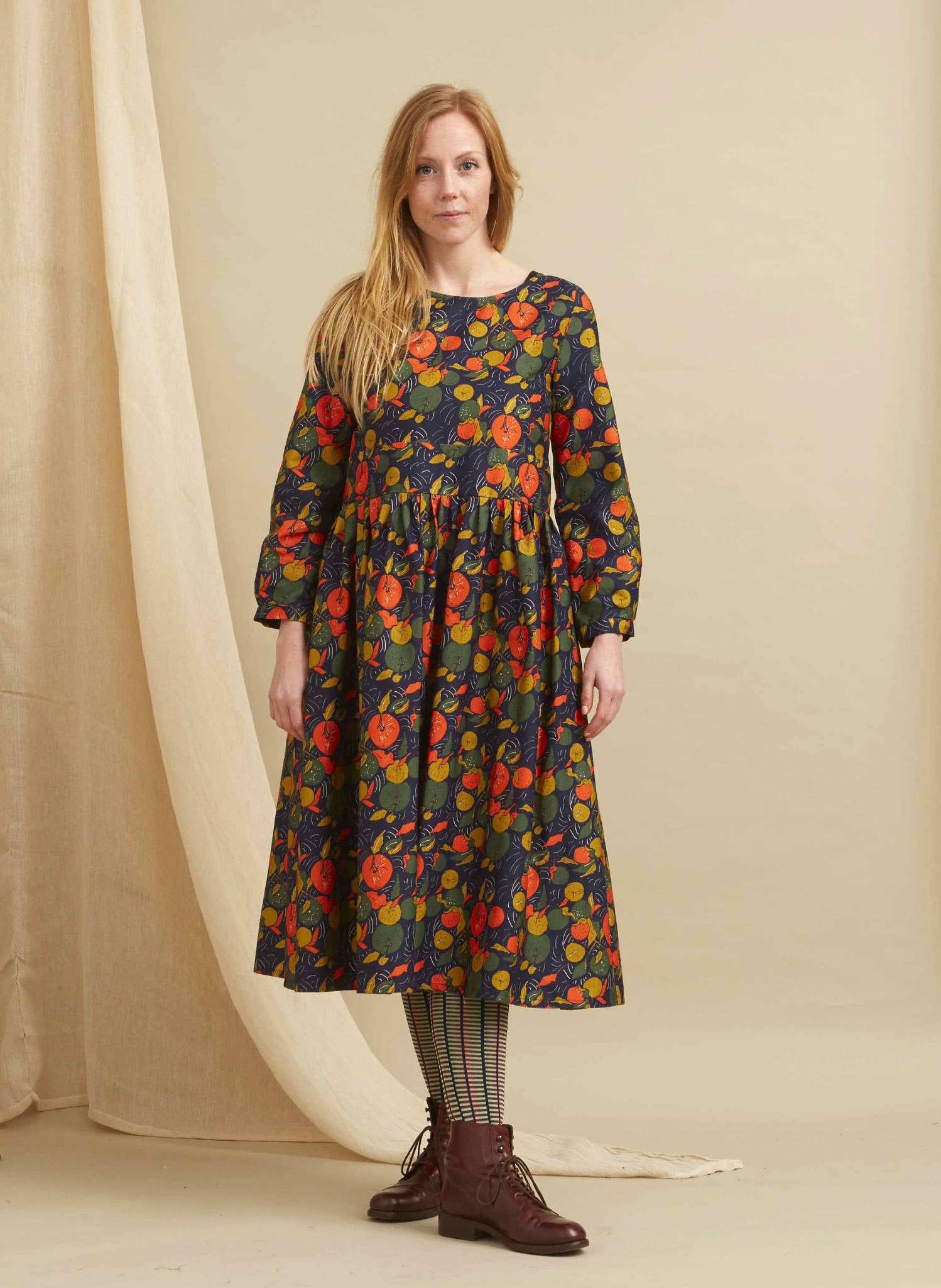 Philippa - Navy Apple Orchard Dress