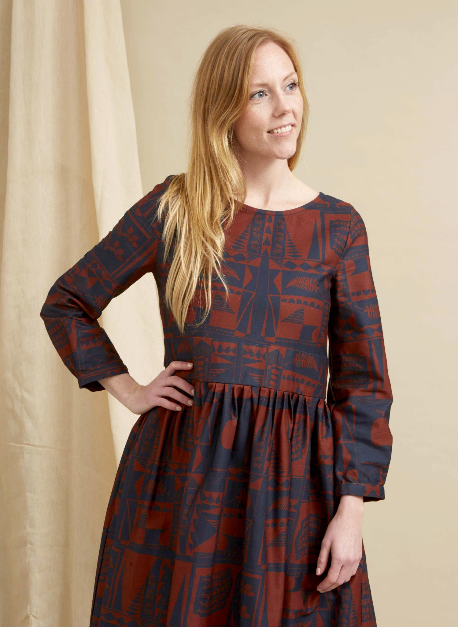 Philippa - Red/Navy Greenhouse Dress