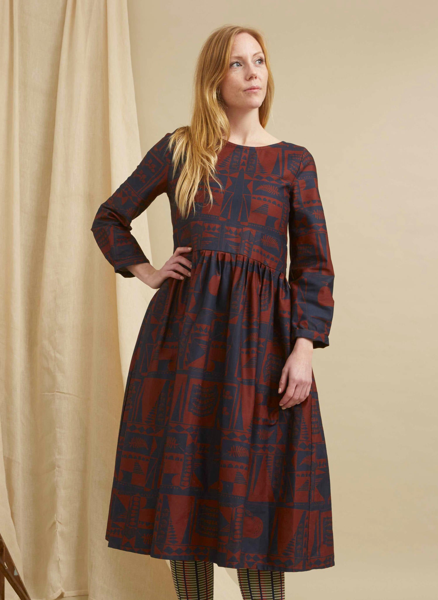 Philippa - Red/Navy Greenhouse Dress