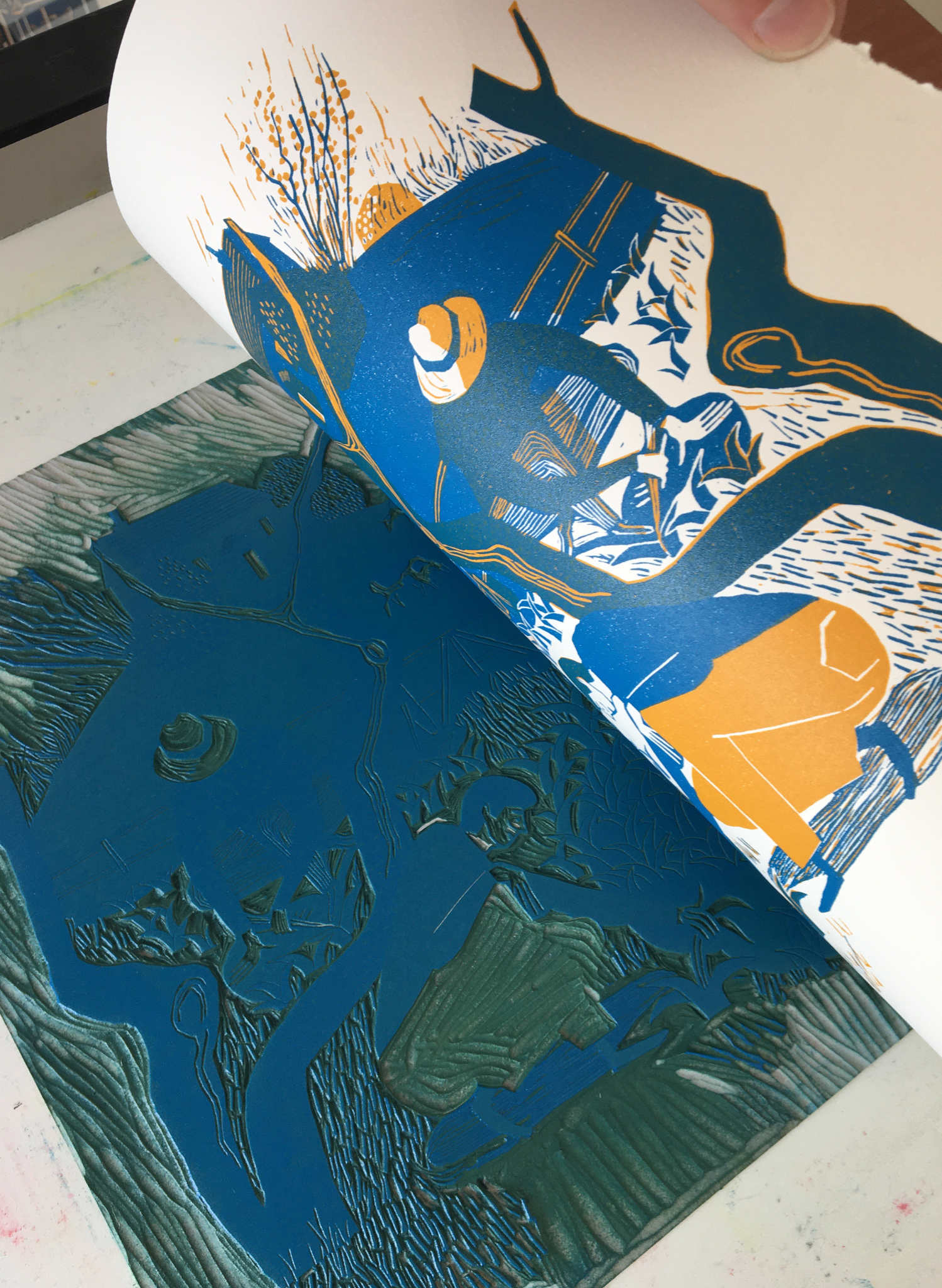 Wild Garlic Lino Print by Helen Murgatroyd