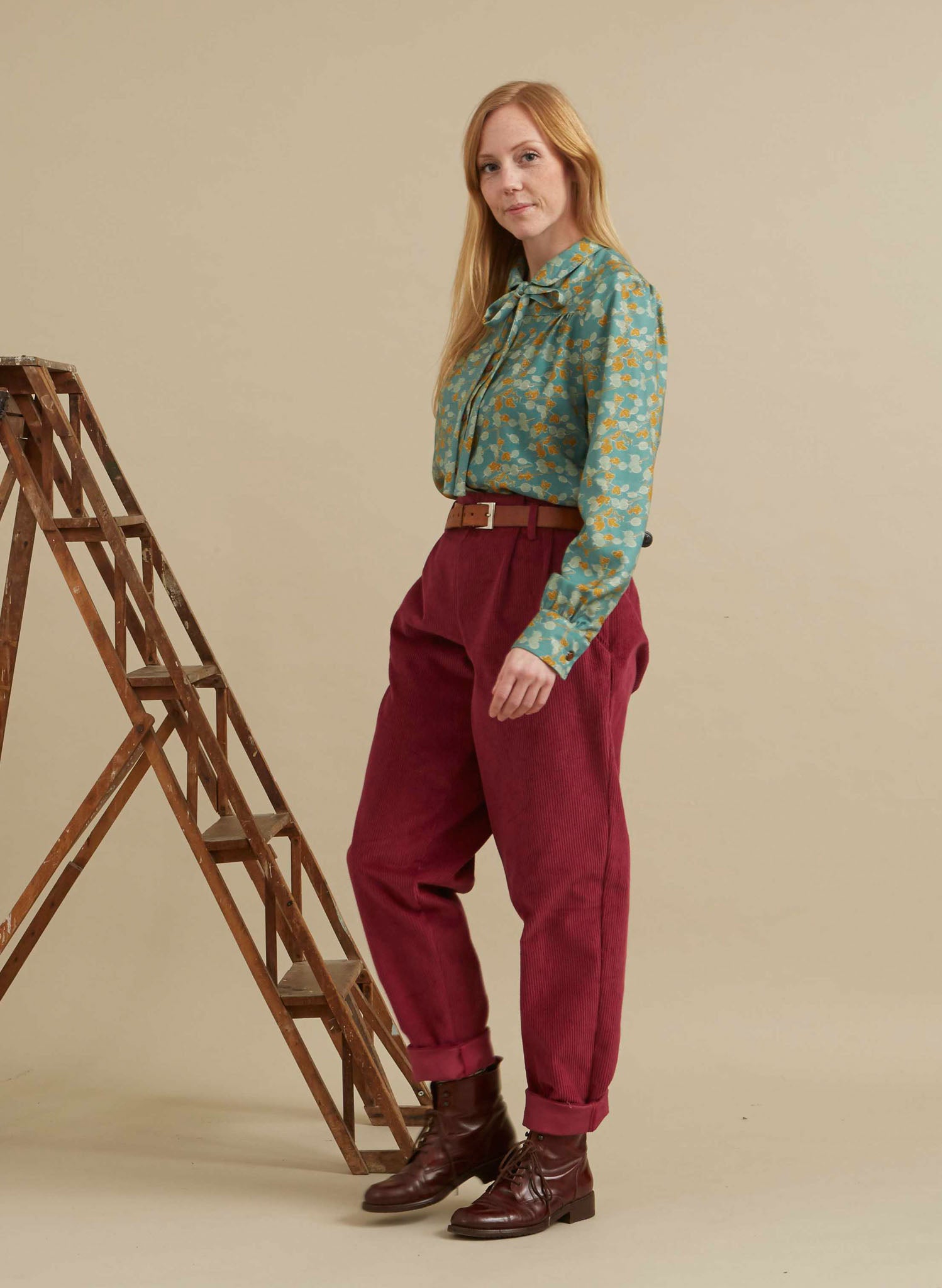 Wilma - Cherry Corduroy Trousers
