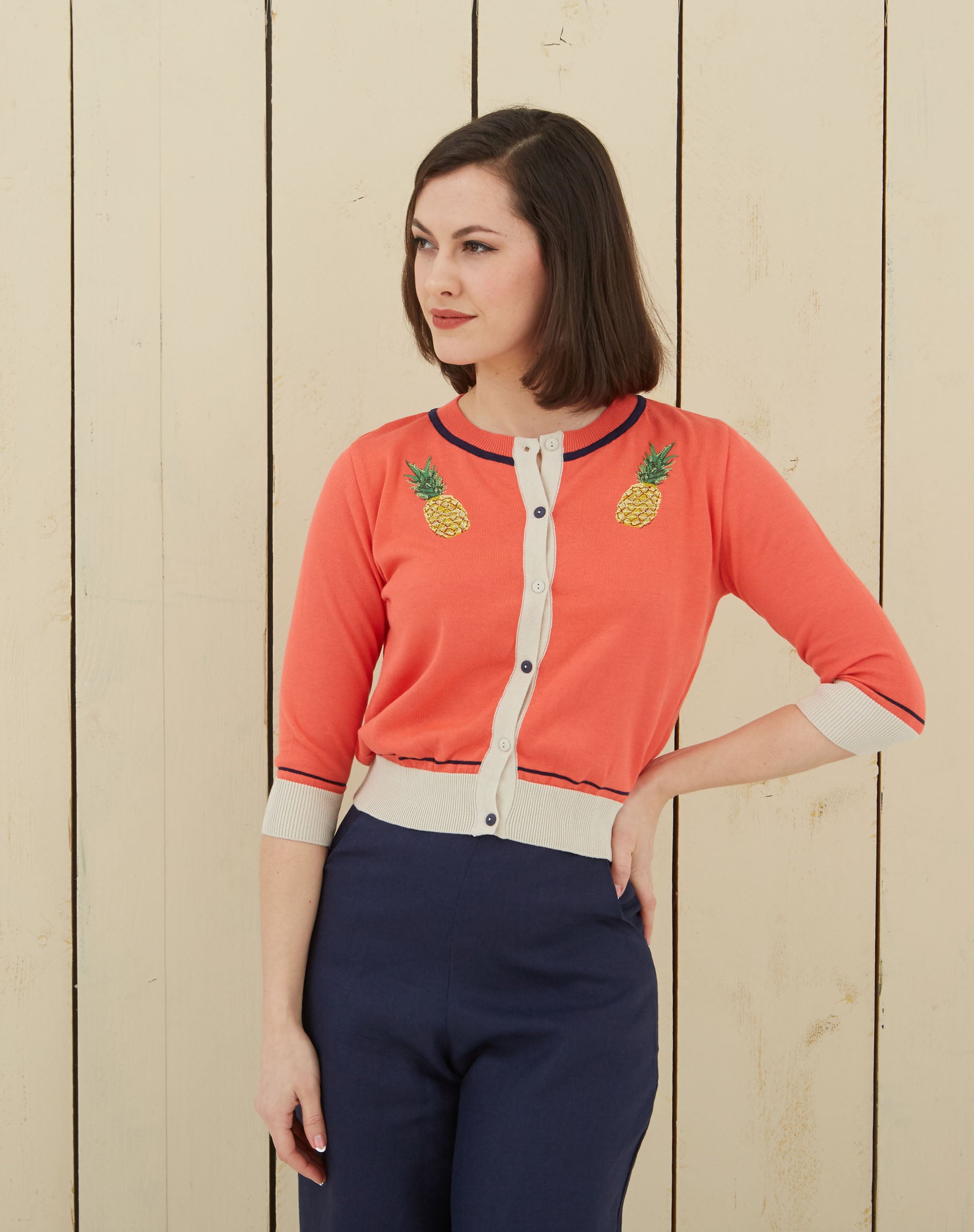 PRE LOVED - Vera Cardigan - Coral Pineapple - Size S