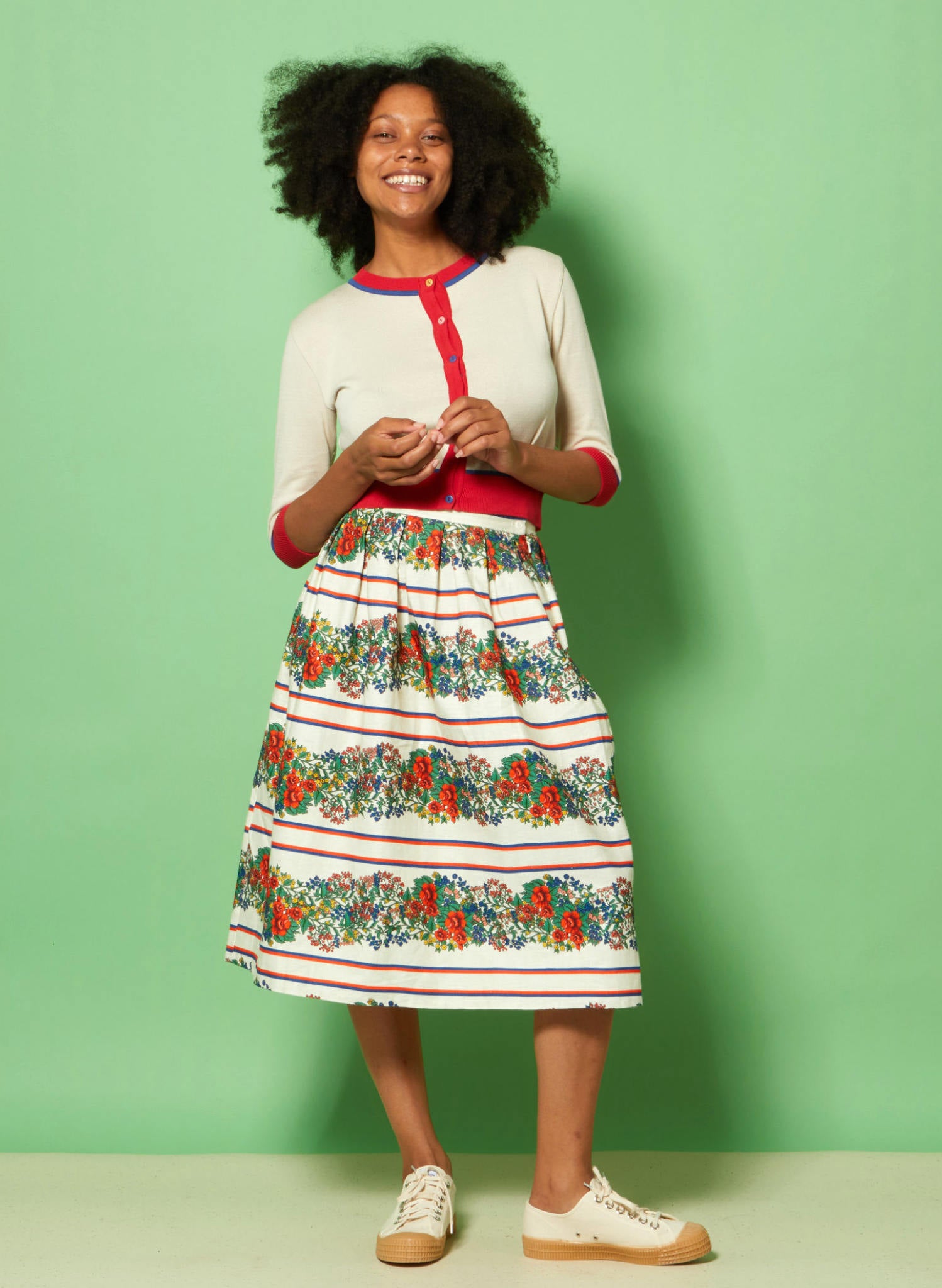 Ada - Seconds - Ivory Mexican Rose Skirt