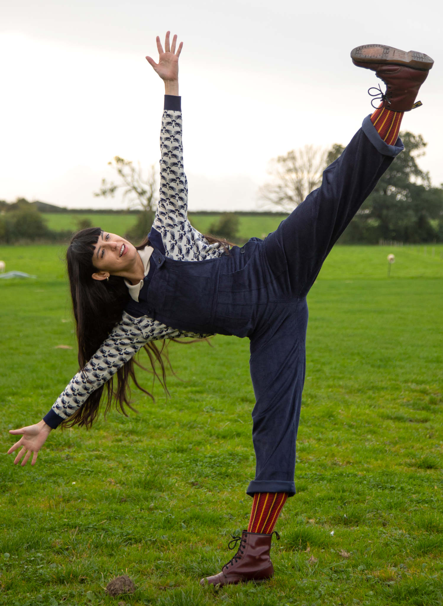 Bonnie Dungarees - Navy Corduroy