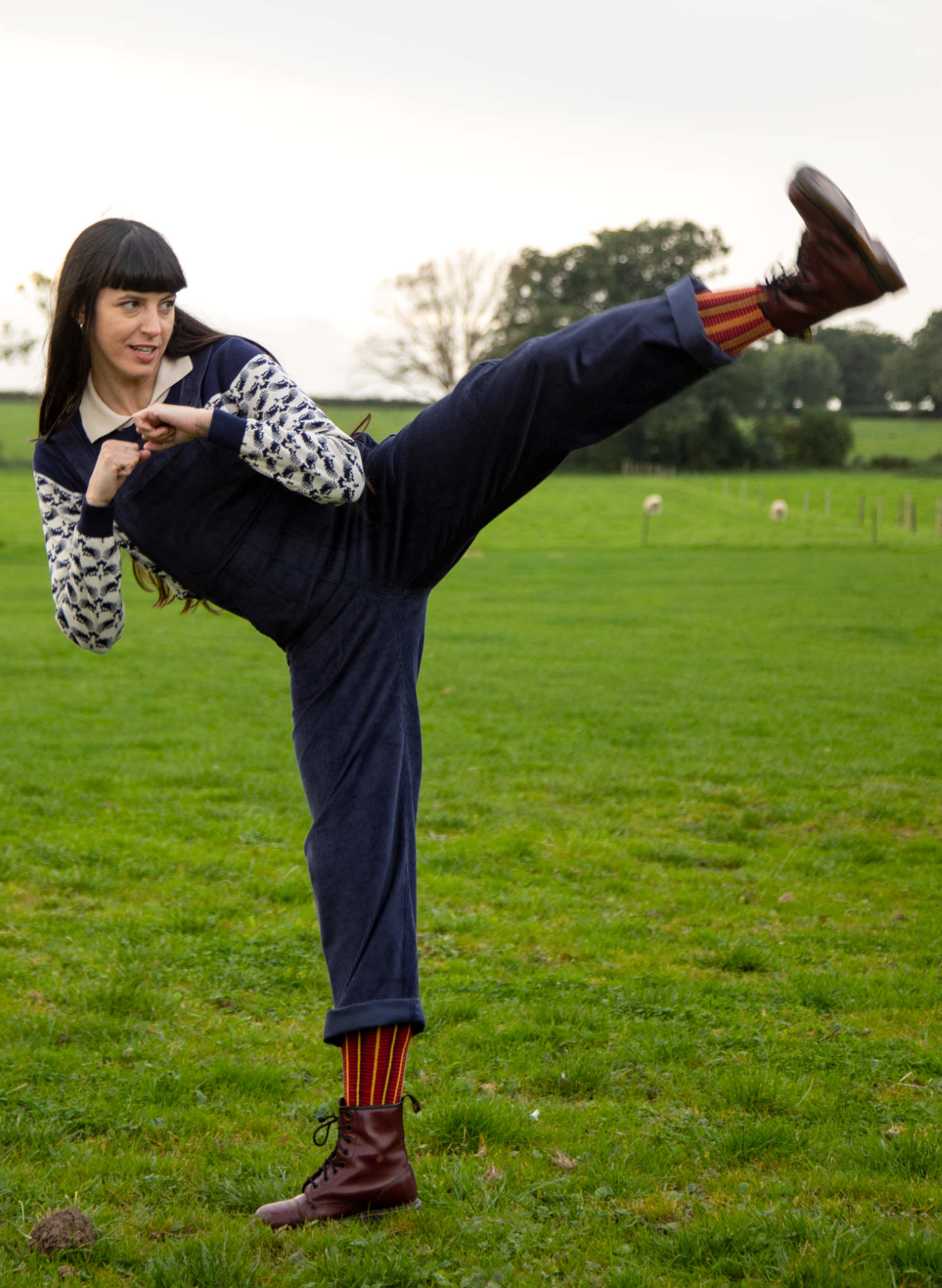 Bonnie Dungarees - Navy Corduroy