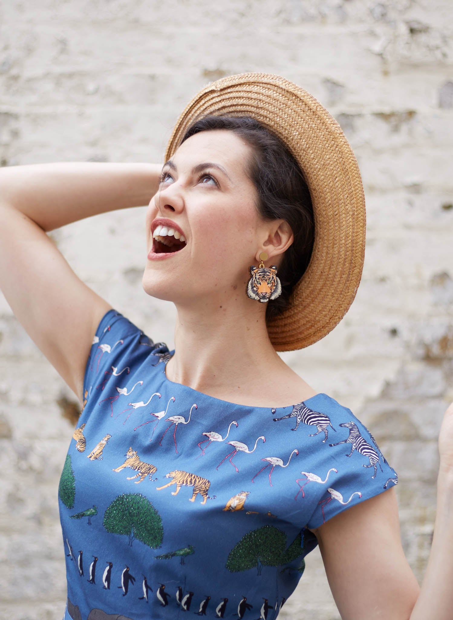 Beatrice Cap - Blue Walking Zoo Dress