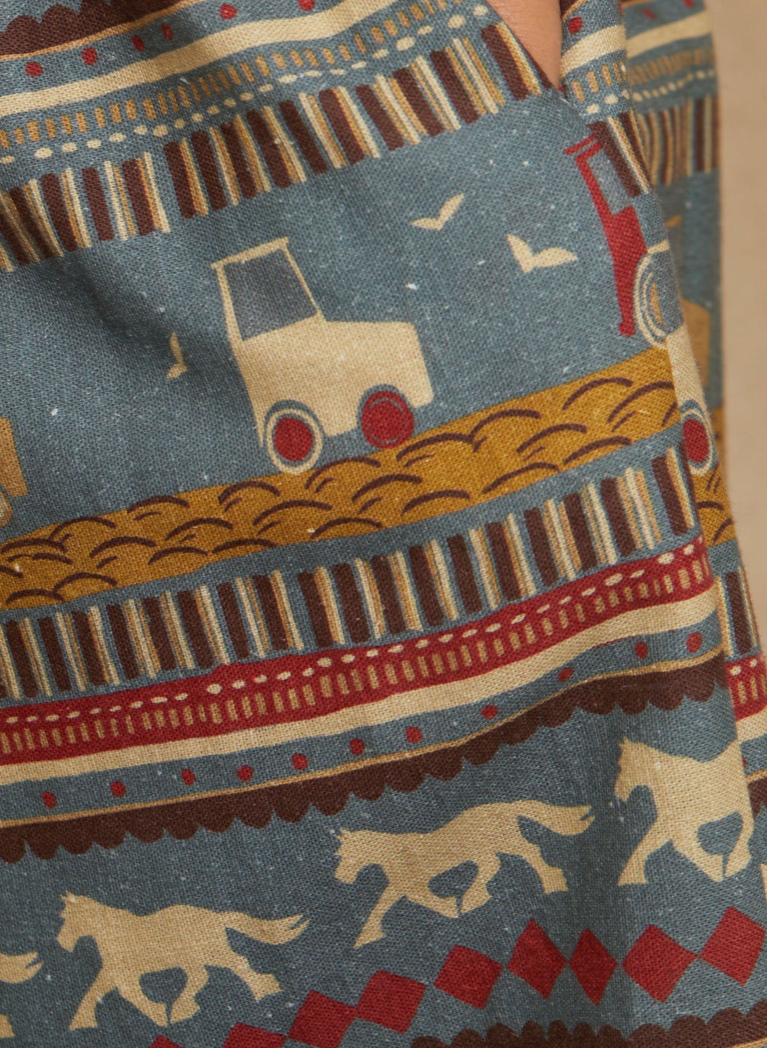 Cynthia - Teal Spinning Horses Dress