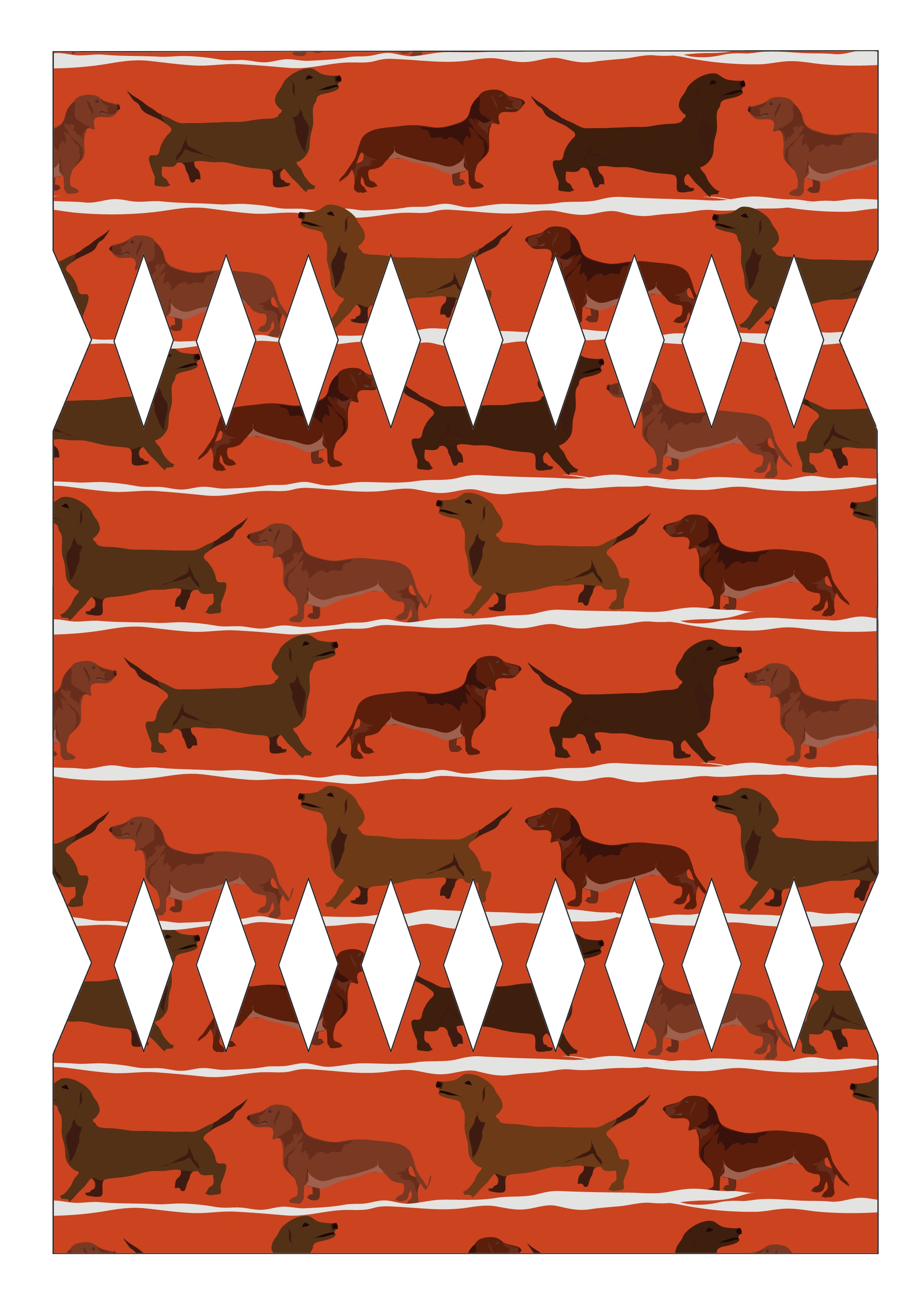 DIY Christmas Cracker - Rust Sausage Dogs Template