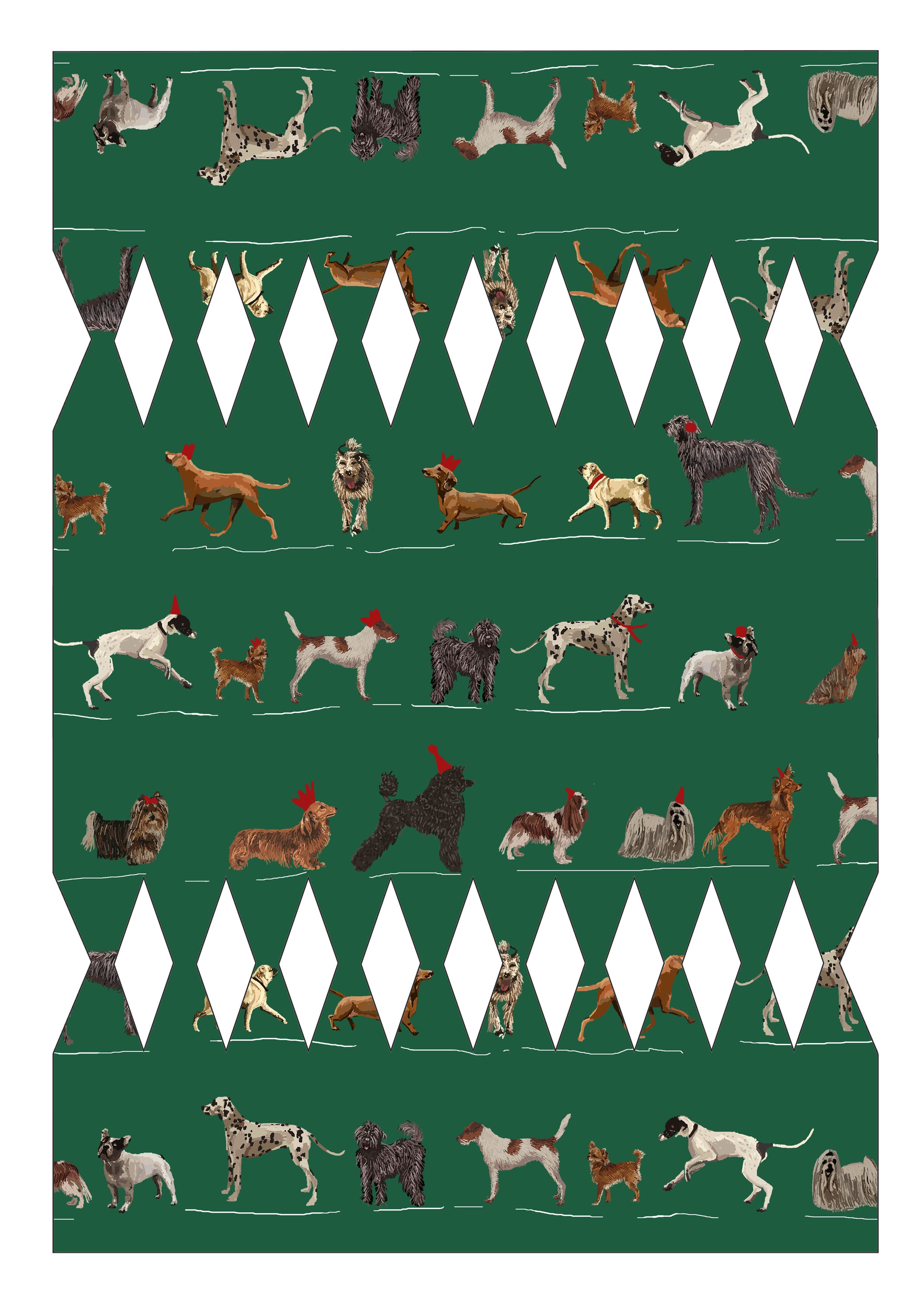 DIY Christmas Cracker - Green Porcelain Dogs Template