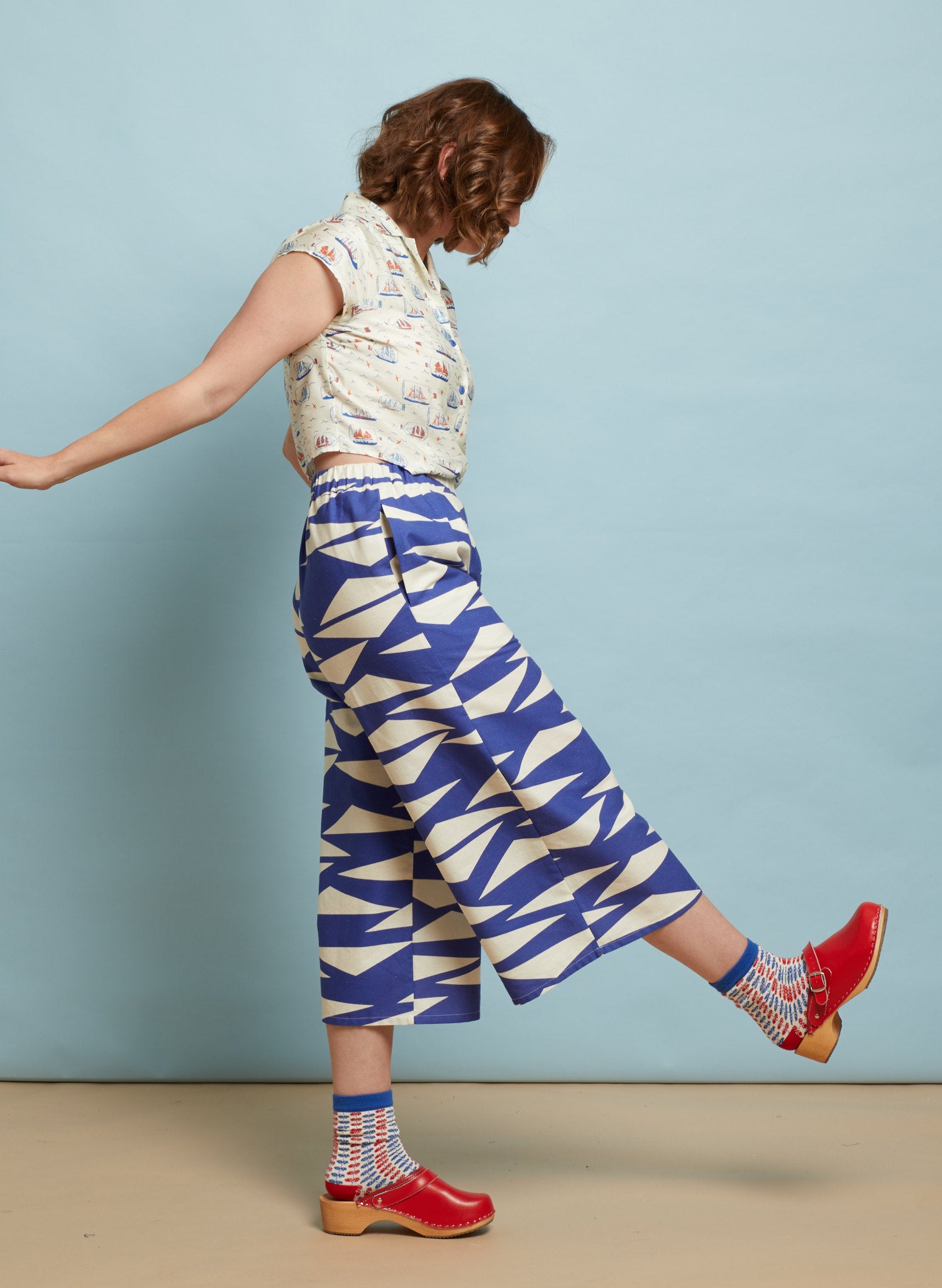 Edith Culotte Trousers - Blue Sails