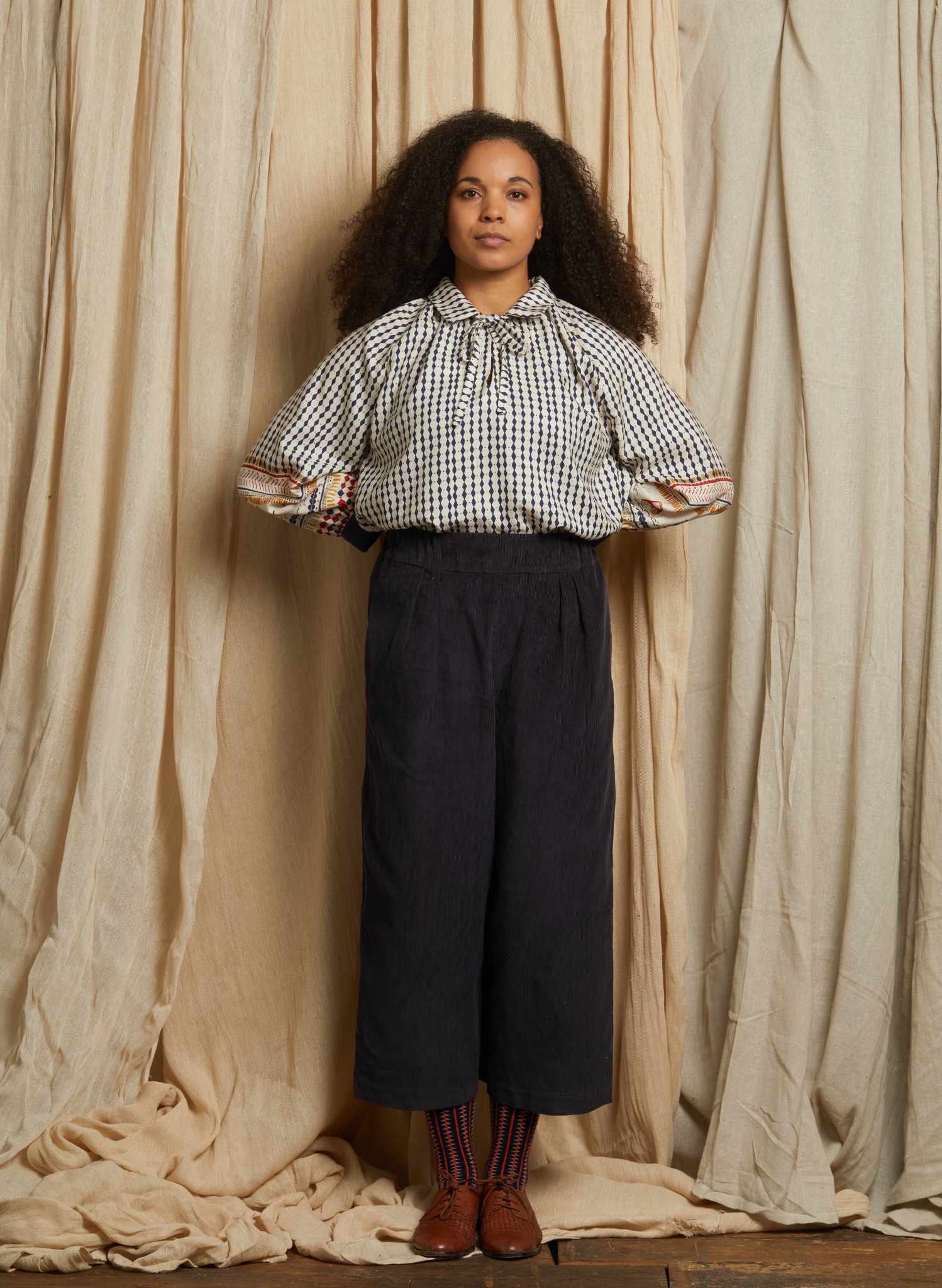 Edith - Petrol Needlecord Trousers