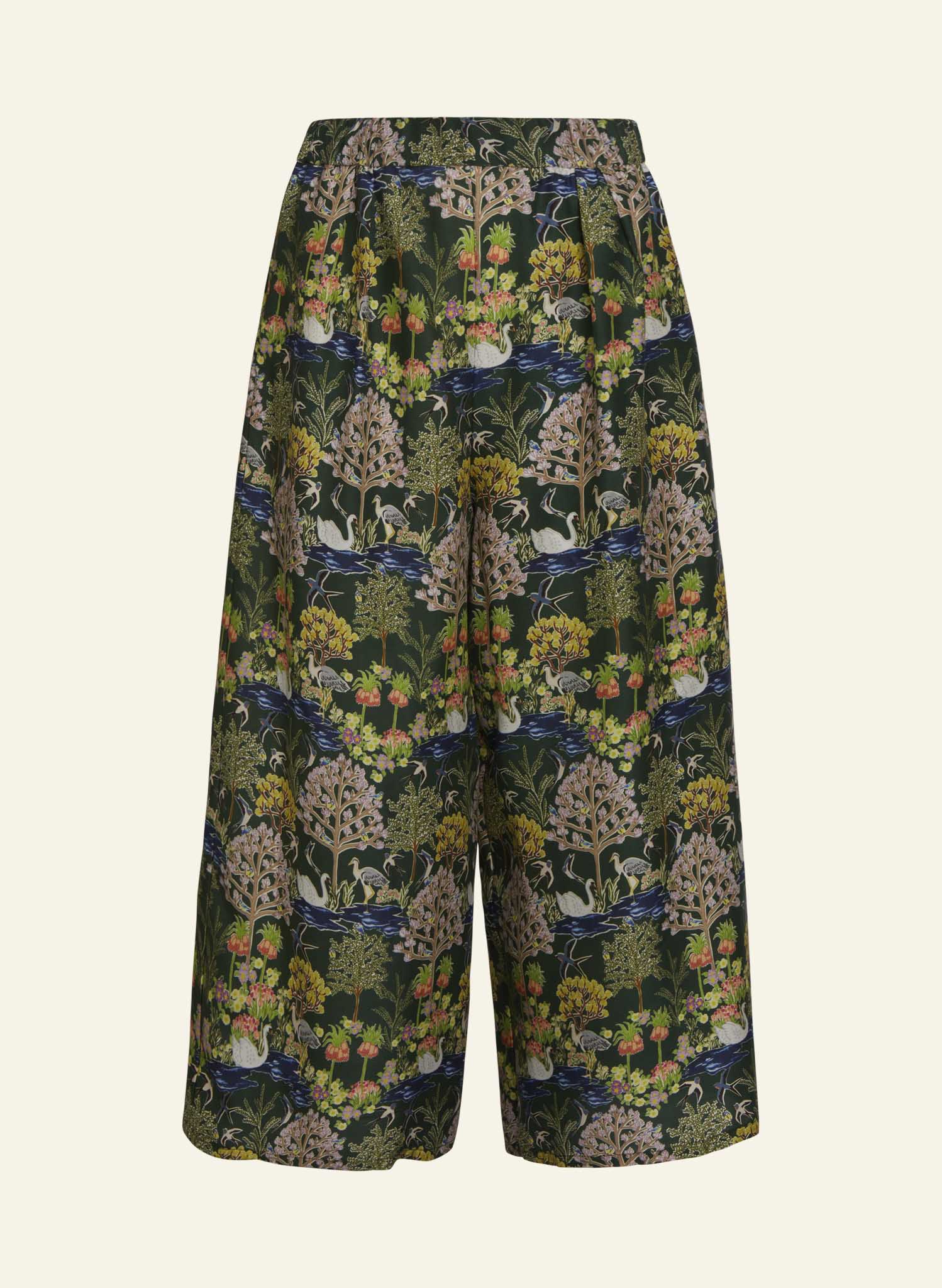 Edith Trousers - Dark Green Botanical Gardens