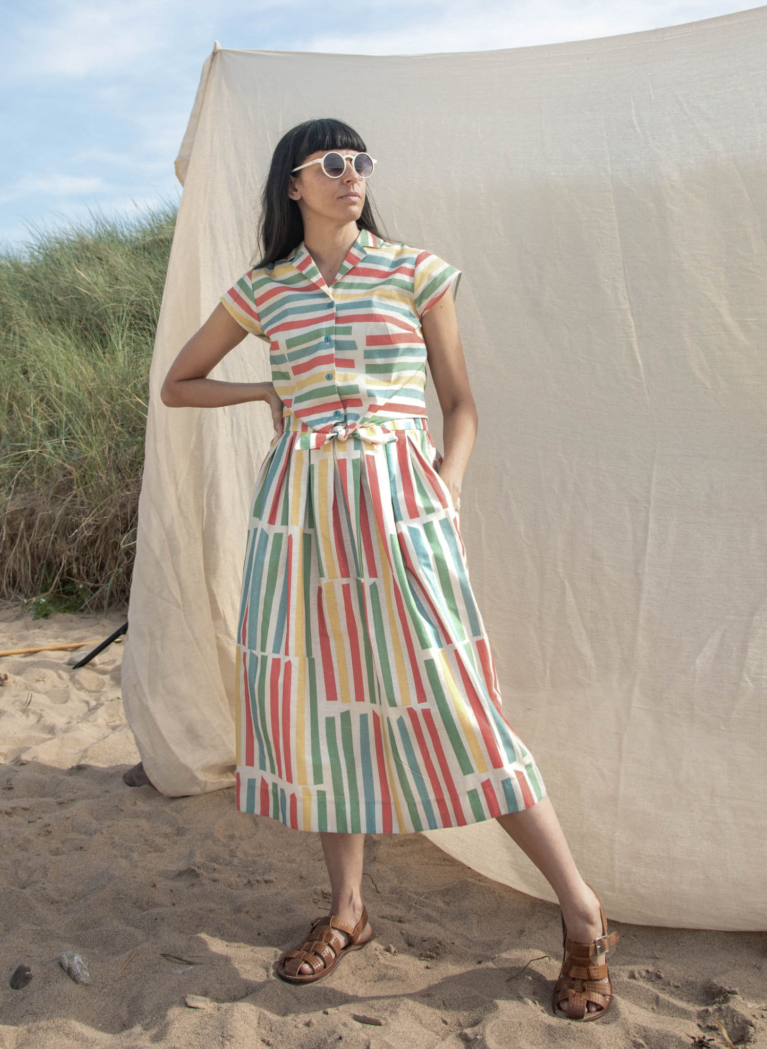 Florence Skirt - Multi Beach Stripe