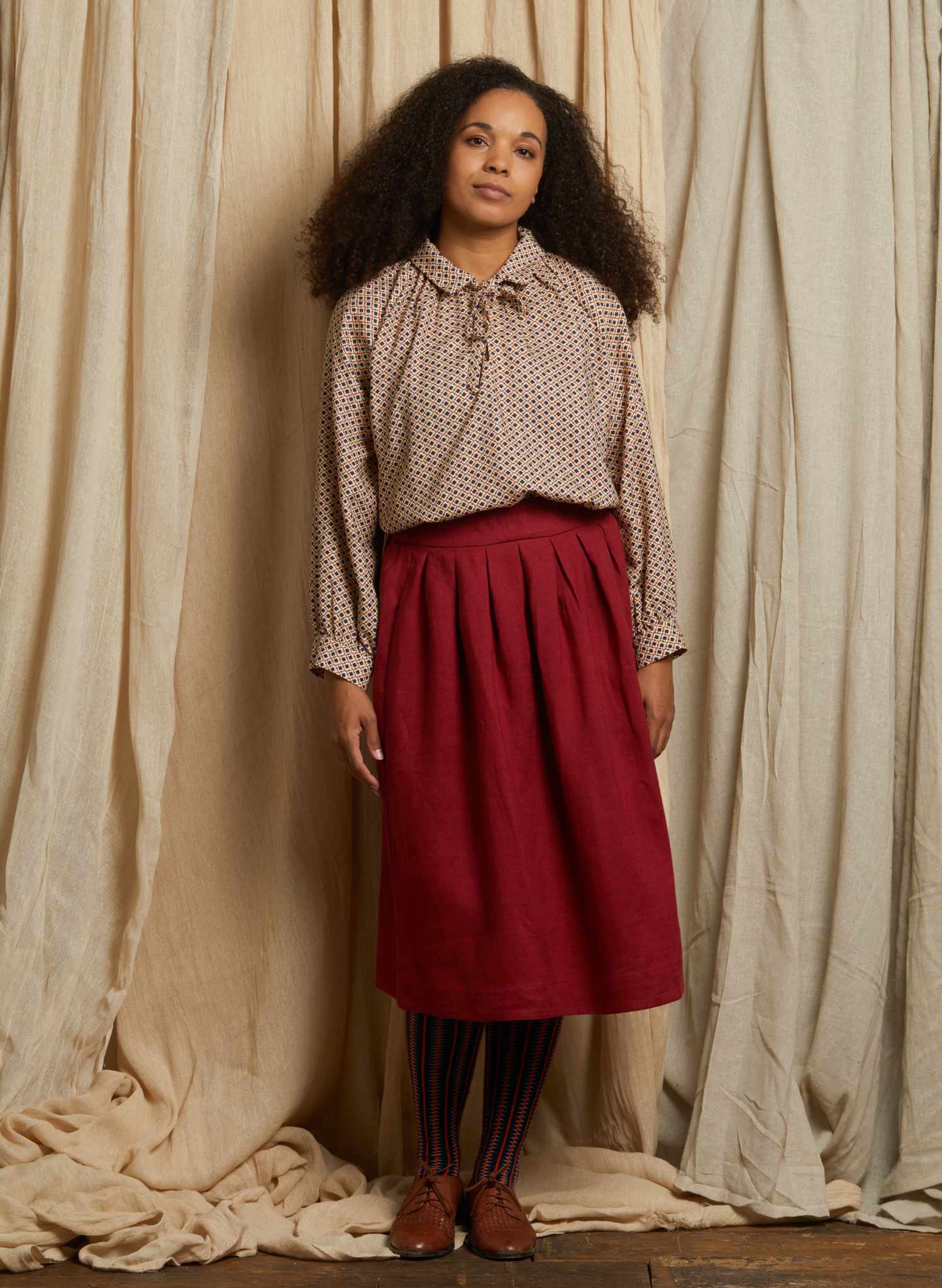 Florence - Wine Linen Skirt
