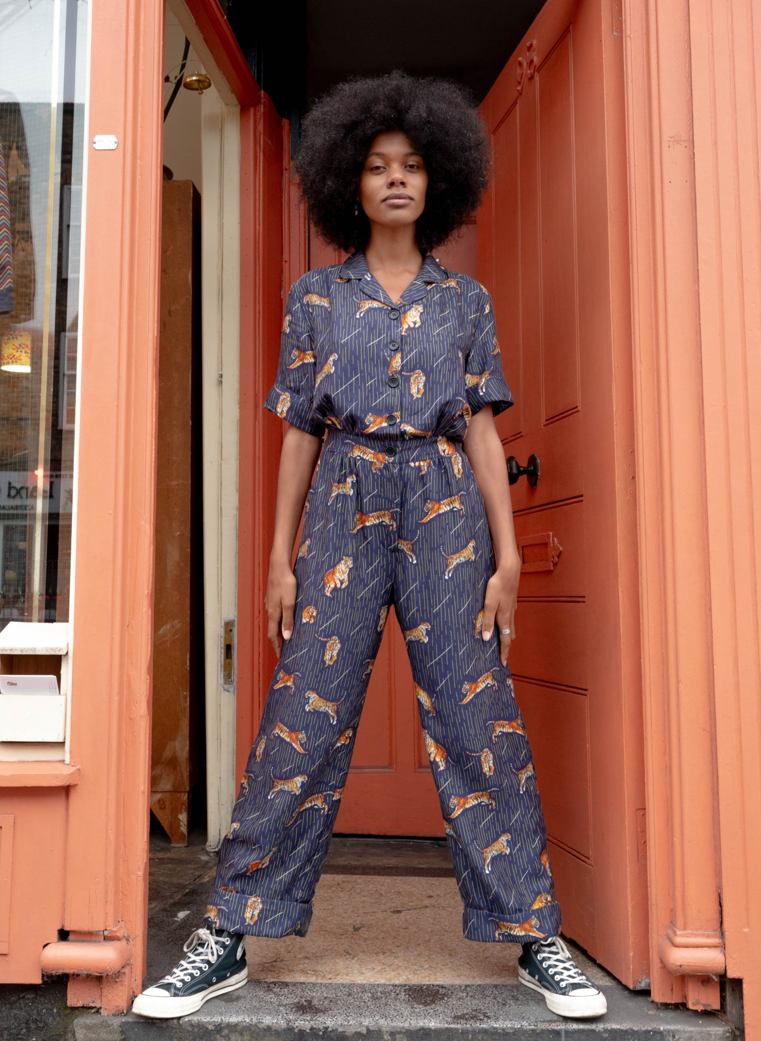 Francesca Long Jumpsuit - Navy Tigers