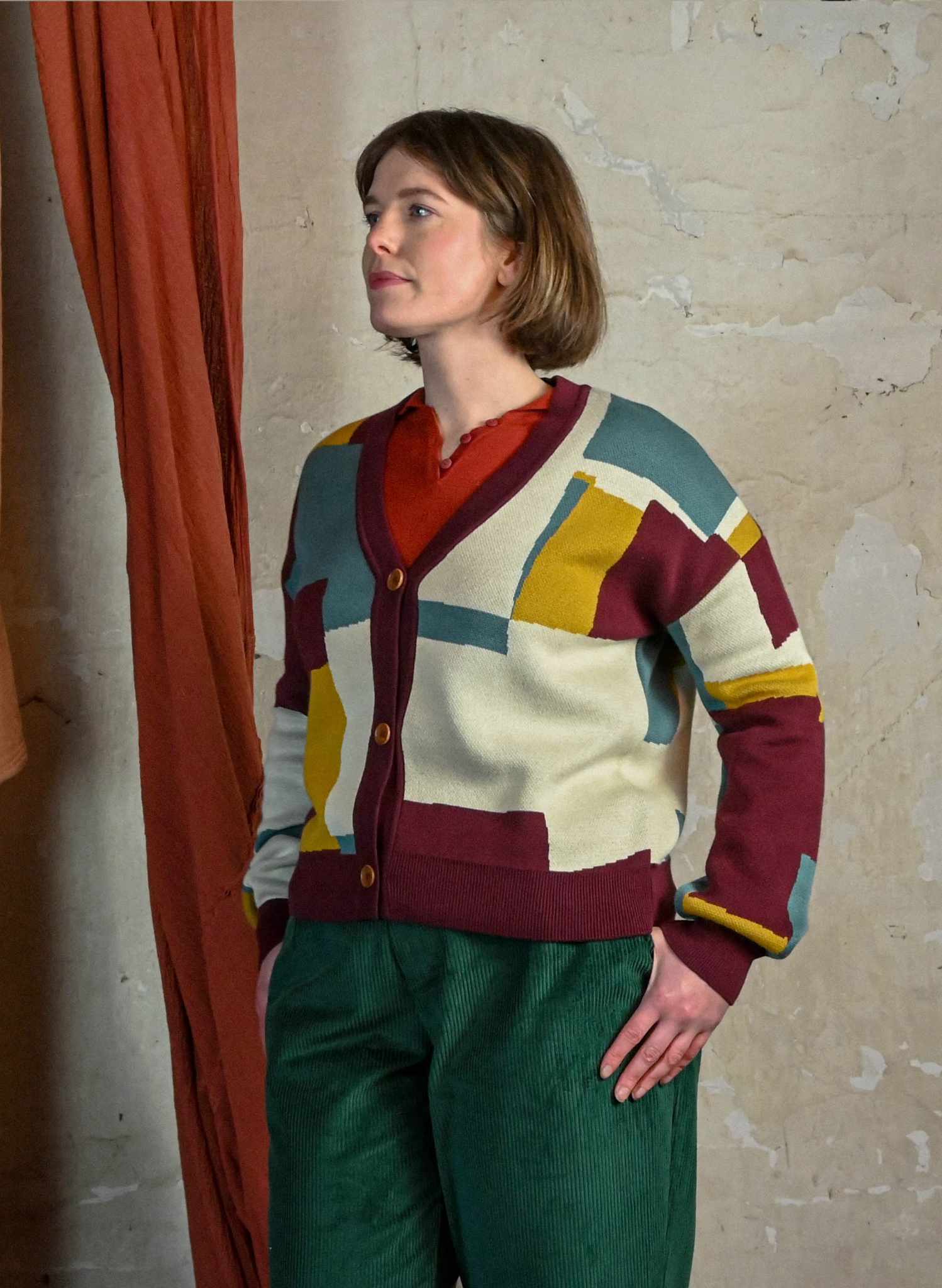 George - Plum Boxes Comfy Cardigan