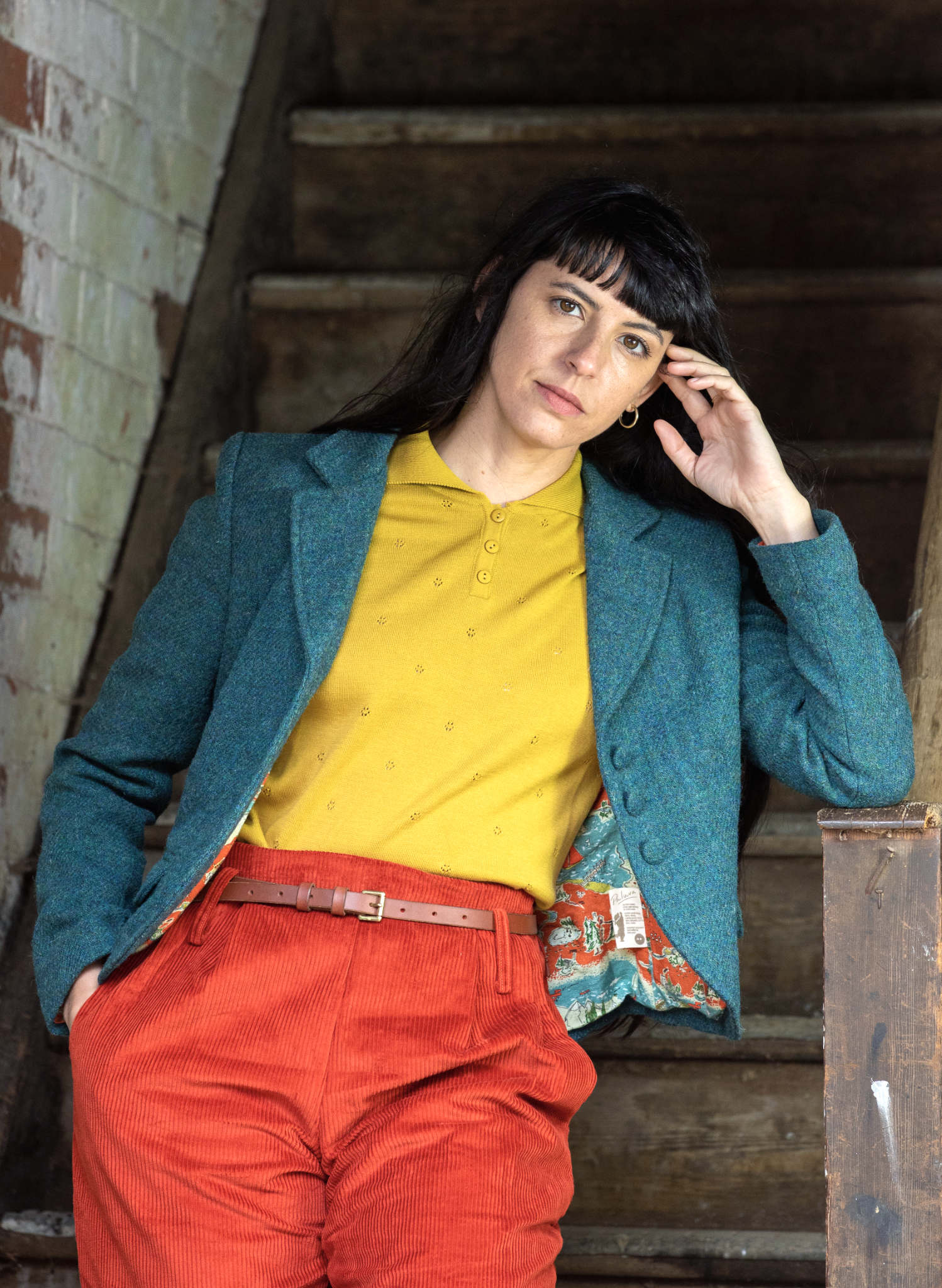 Heritage Riding Jacket - Teal with Treasure Map Lining