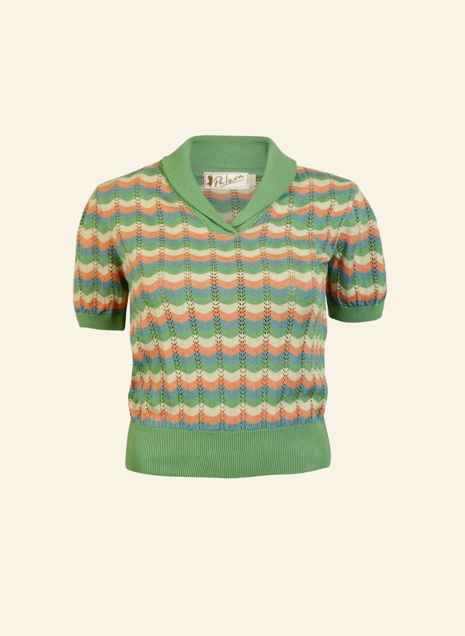 Hilary Knitted Cotton Top - Green Refresher