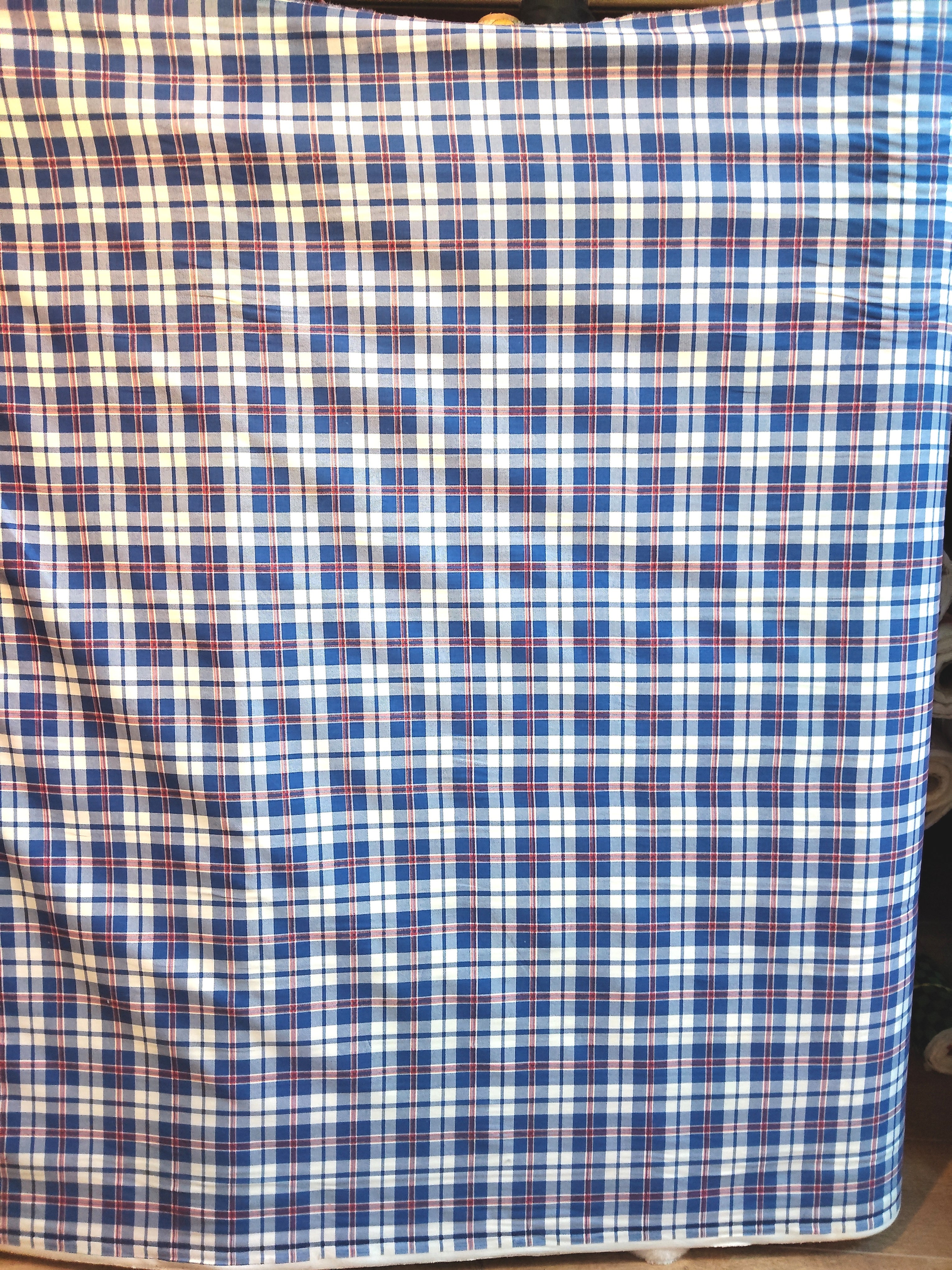 Blue Tartan Fabric - Cotton Twill