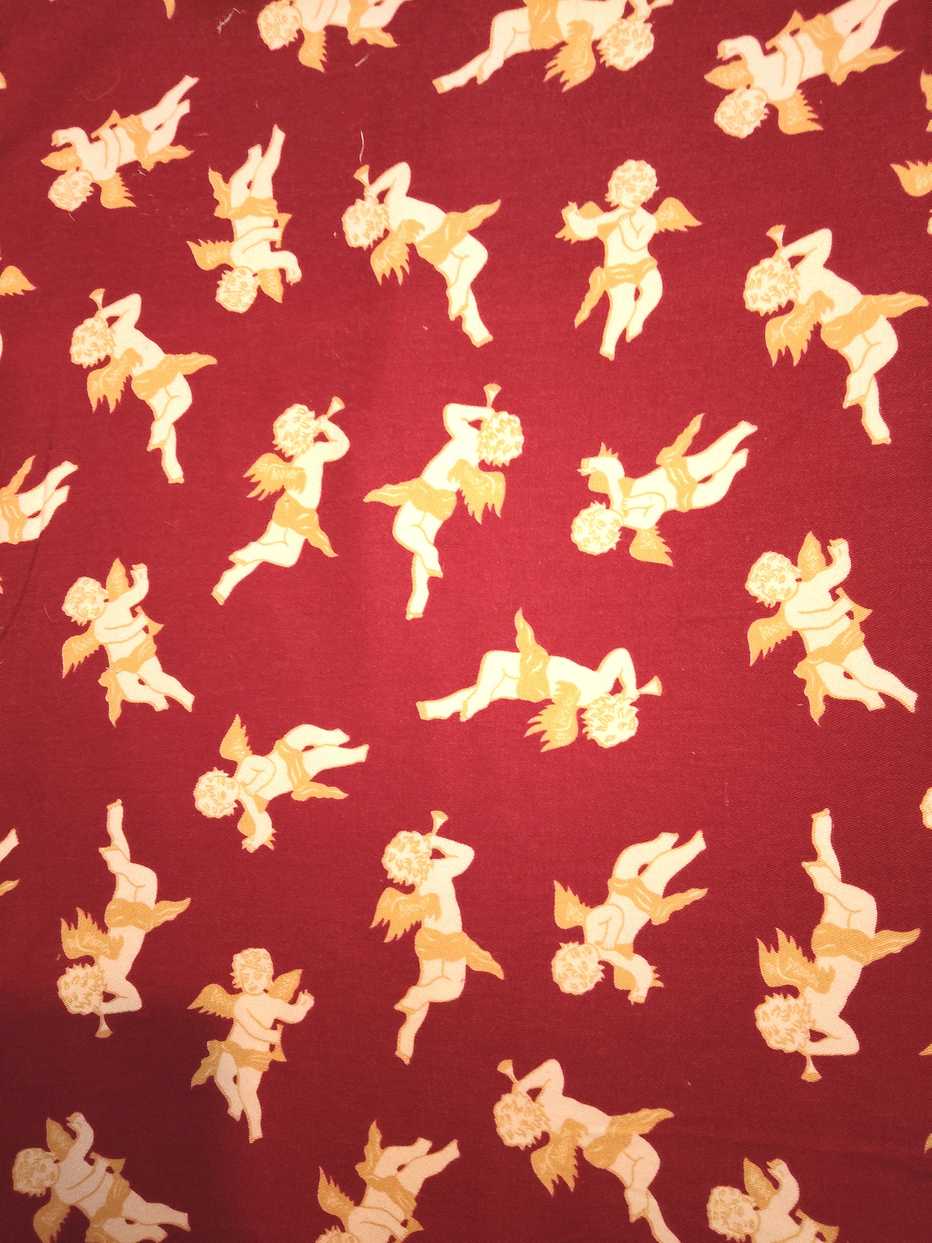 Remnant - 142cm x 100cm - Red Cherubs Fabric - Cotton Twill