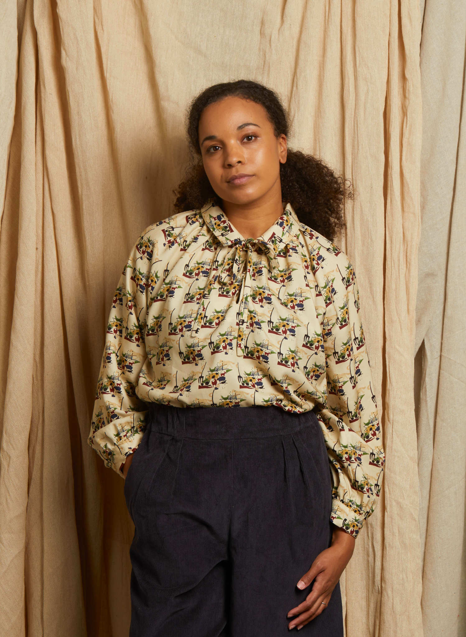 Joan - Ivory Farmyard Animals Blouse