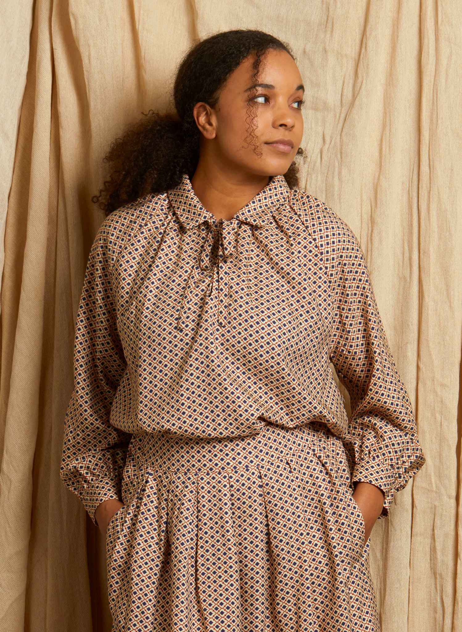 Joan - Ivory Tiles Blouse