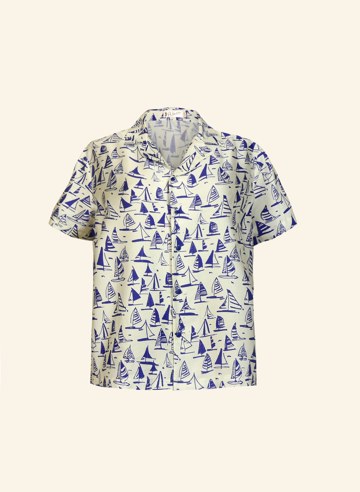 Short-Sleeved Ivory Sailboats TENCEL™ Shirt | Made in UK