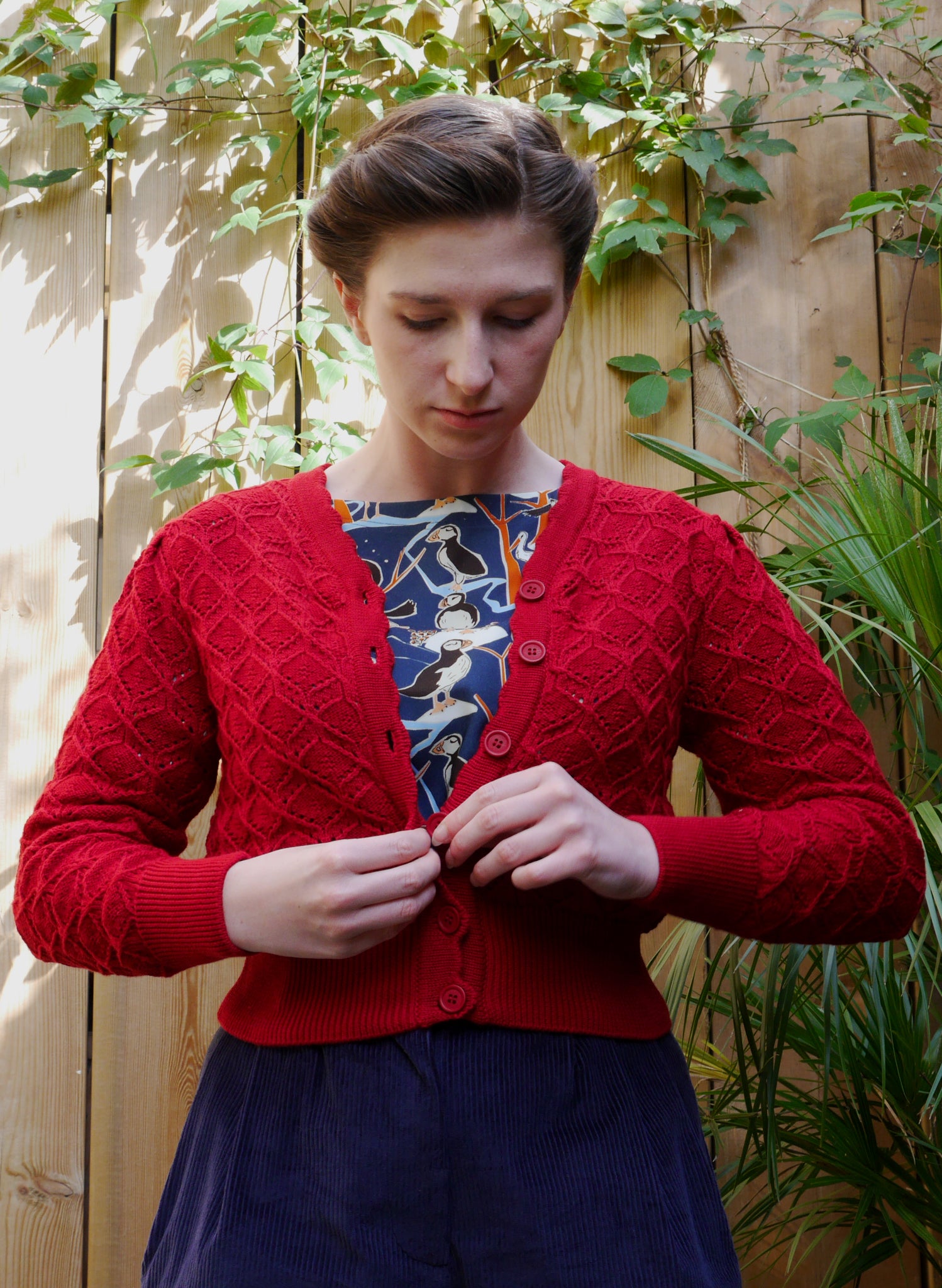 Leah Winter Vine Knitted Cardigan - Burgundy