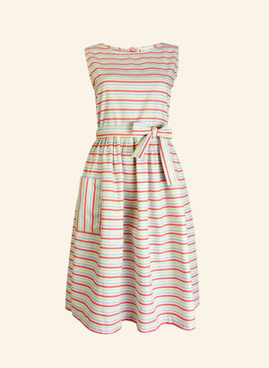 Sleeveless Seaside Striped Cotton Dress | Made in the UK