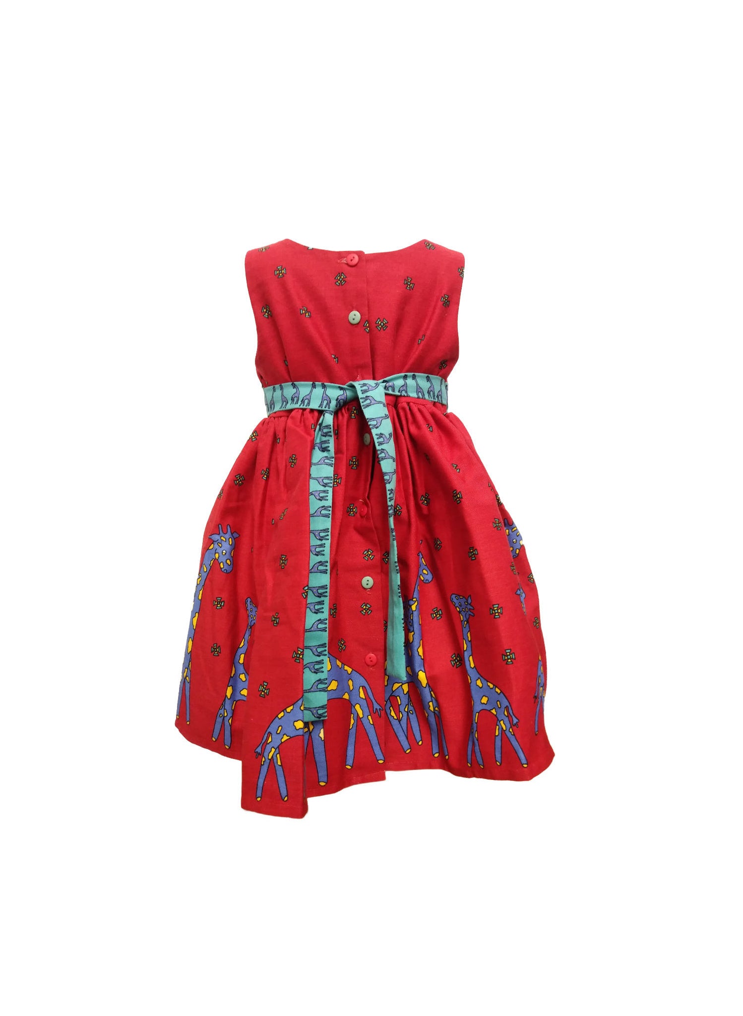 Martha Children's Dress - Red Giraffe