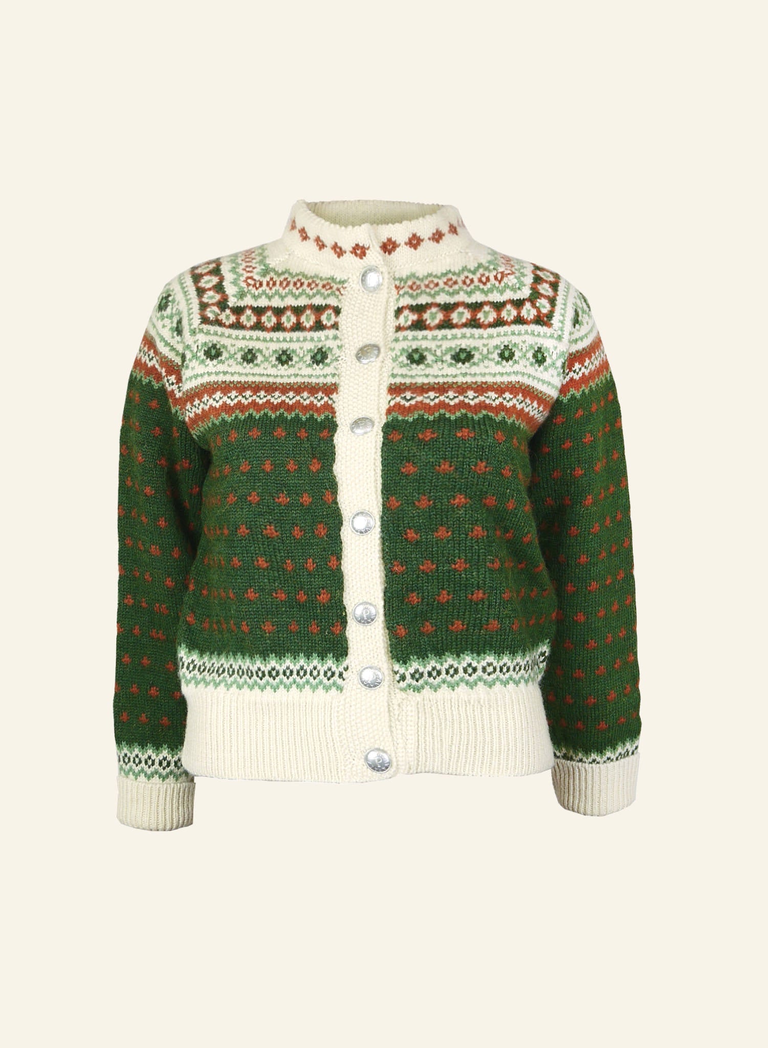 Heritage - 100% British Wool Cardigan - Molly Green