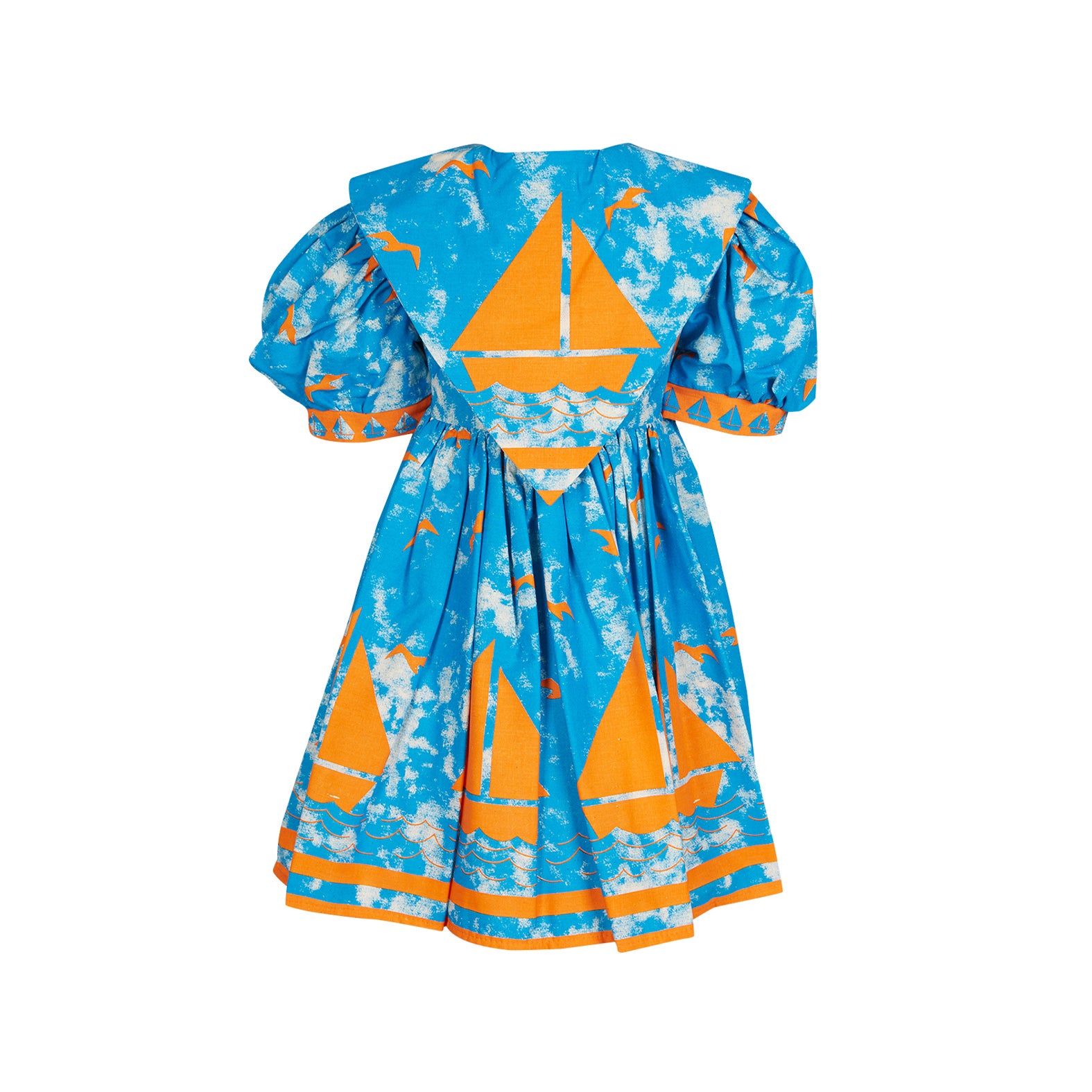 Remnant - 2.5m - Blue Sailing Boats Fabric - Cotton