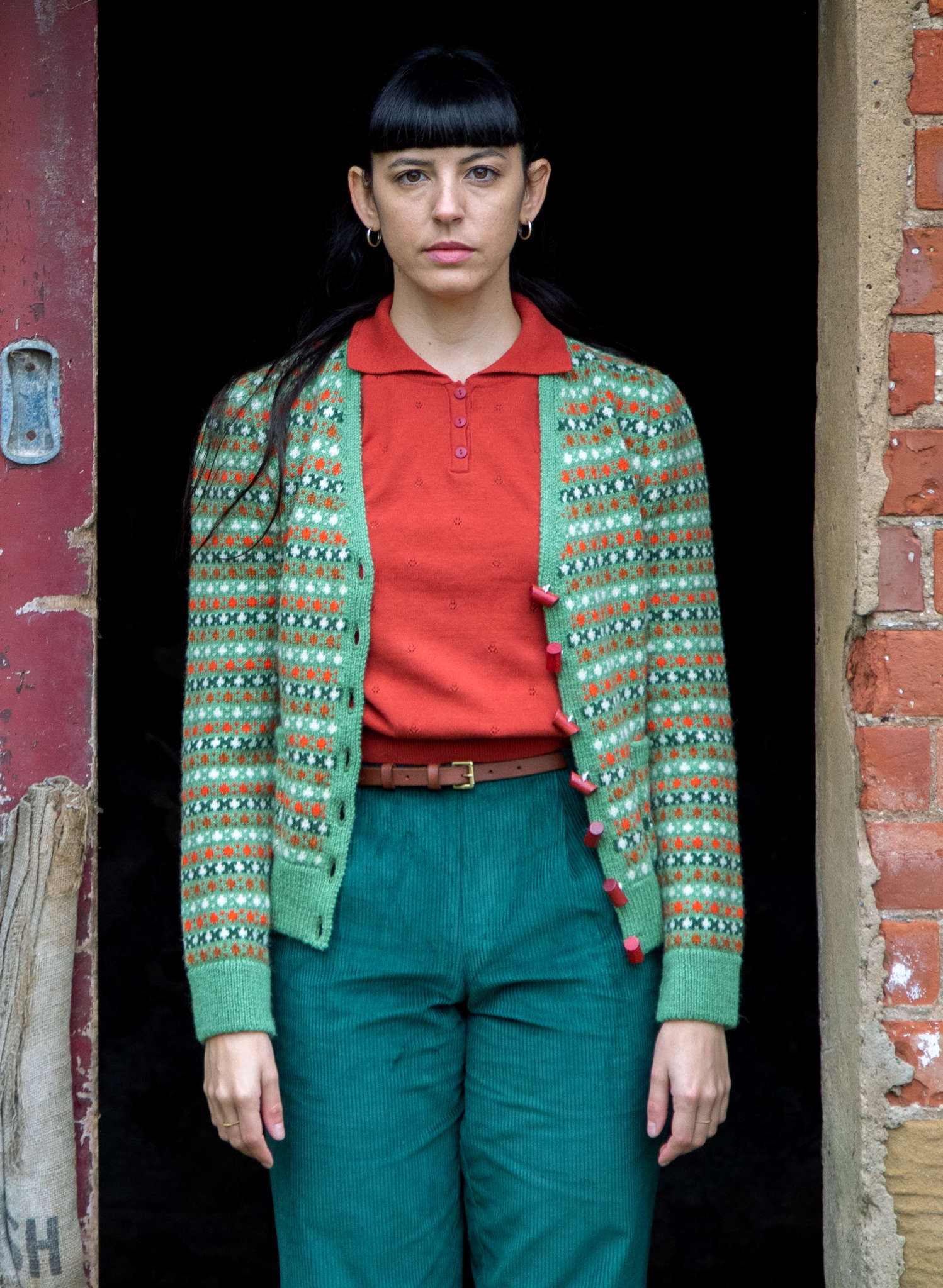 Heritage - 100% British Wool Cardigan - Popcorn Green