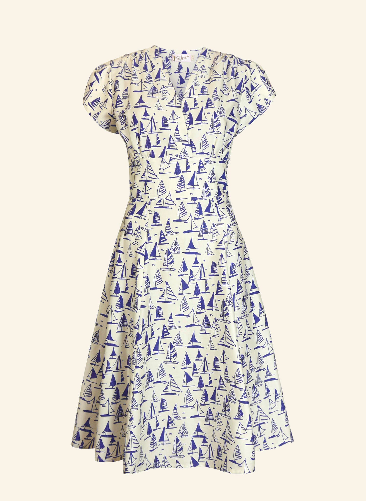 V-Neck Knee-Length Sailboats Dress | TENCEL™ | Made in UK