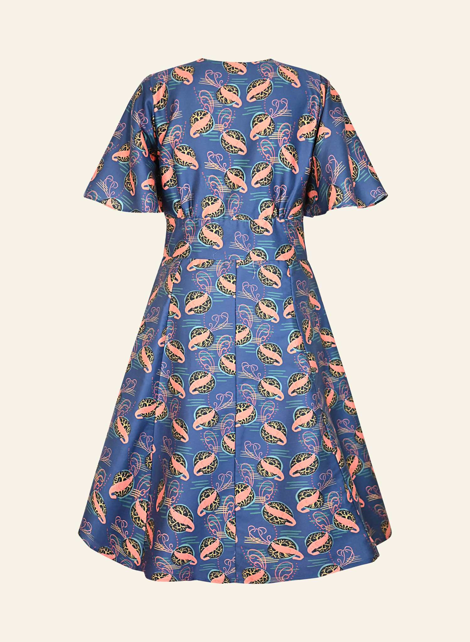 Rita Long-sleeve Dress - Navy Prawn Cocktail