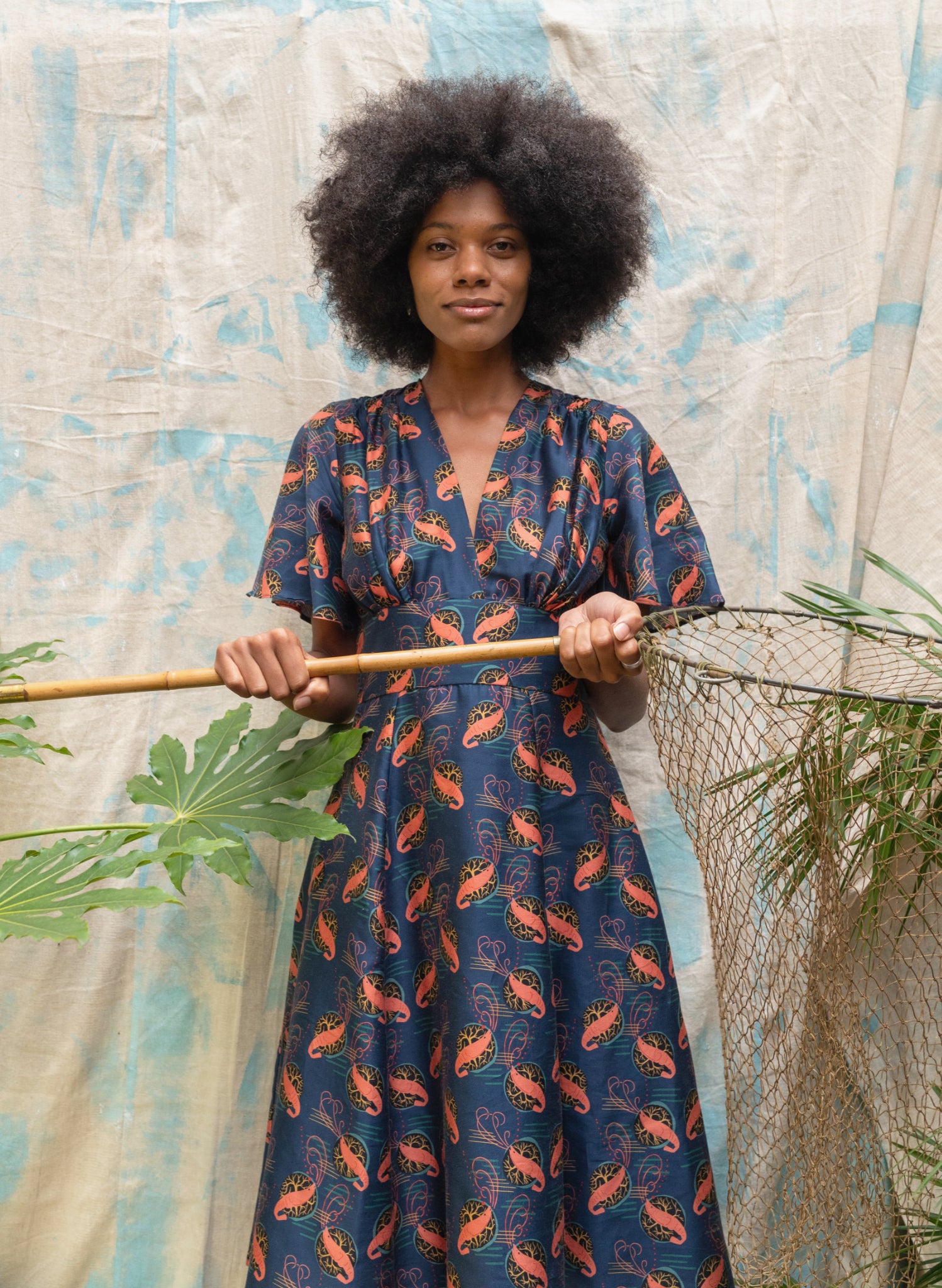 Rita Long-sleeve Dress - Navy Prawn Cocktail