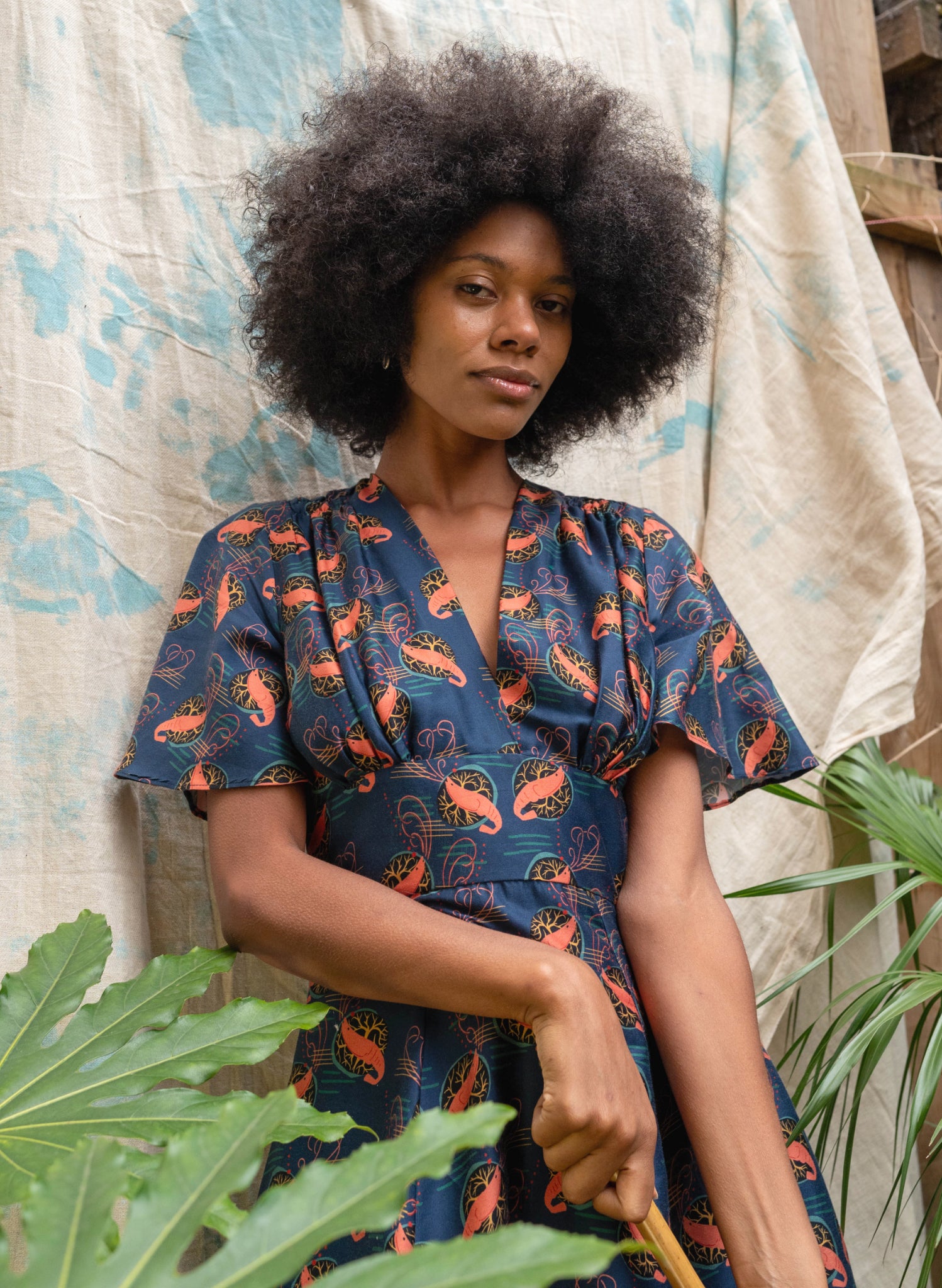 Rita Long-sleeve Dress - Navy Prawn Cocktail