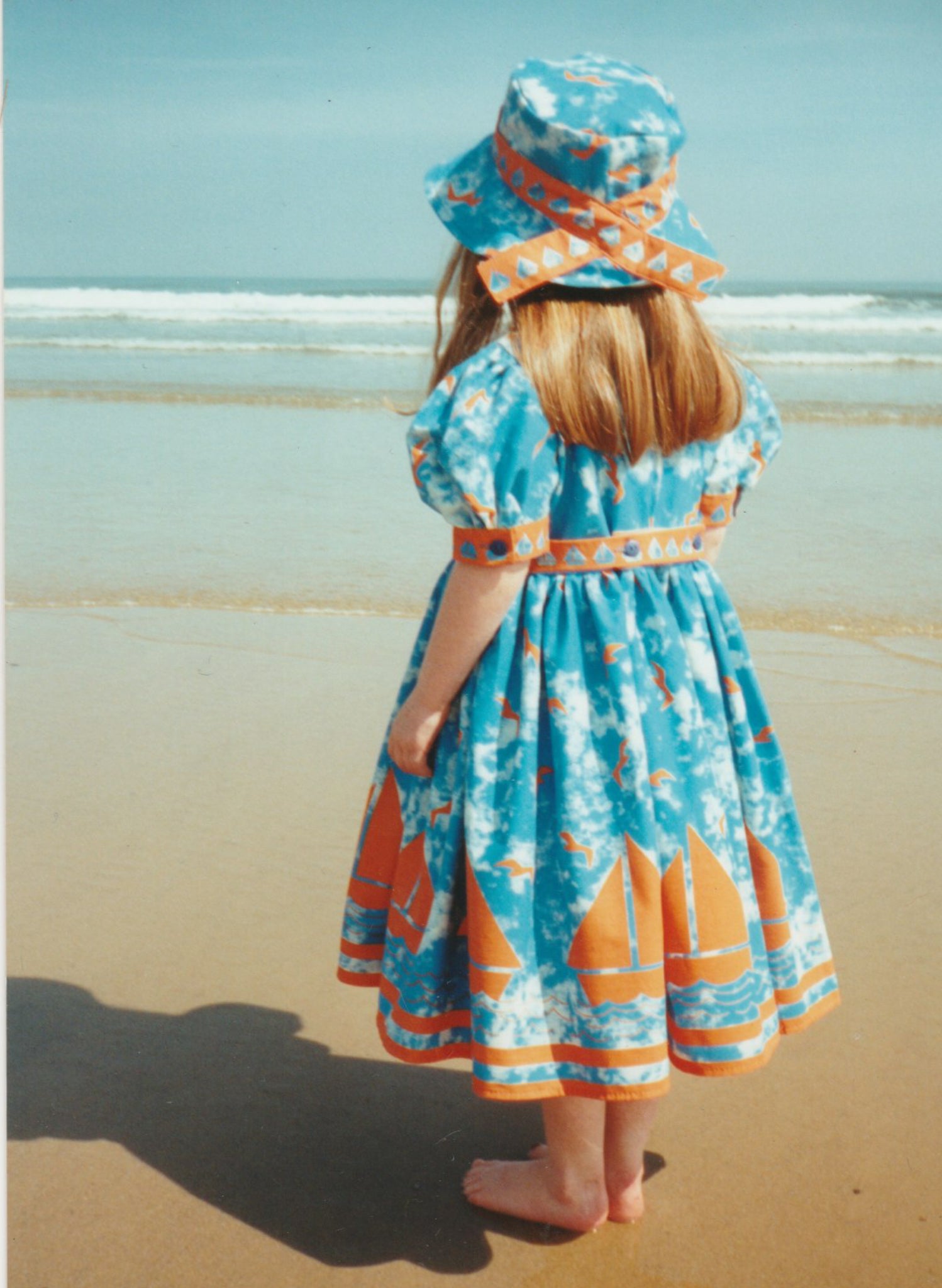 Remnant - 1m - Blue Sailing Boats Fabric - Cotton