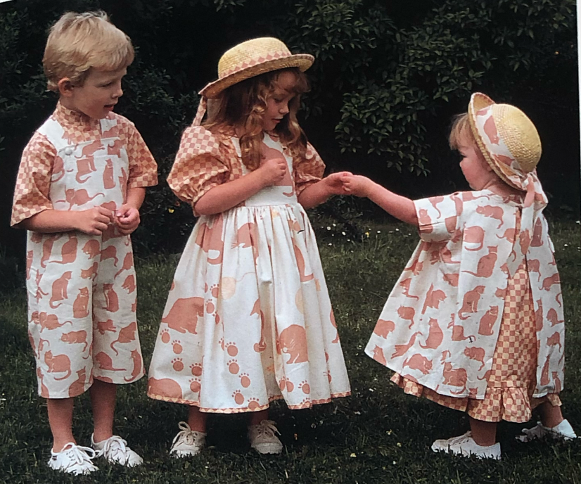 Ecru Large Cat Print Fabric - Cotton