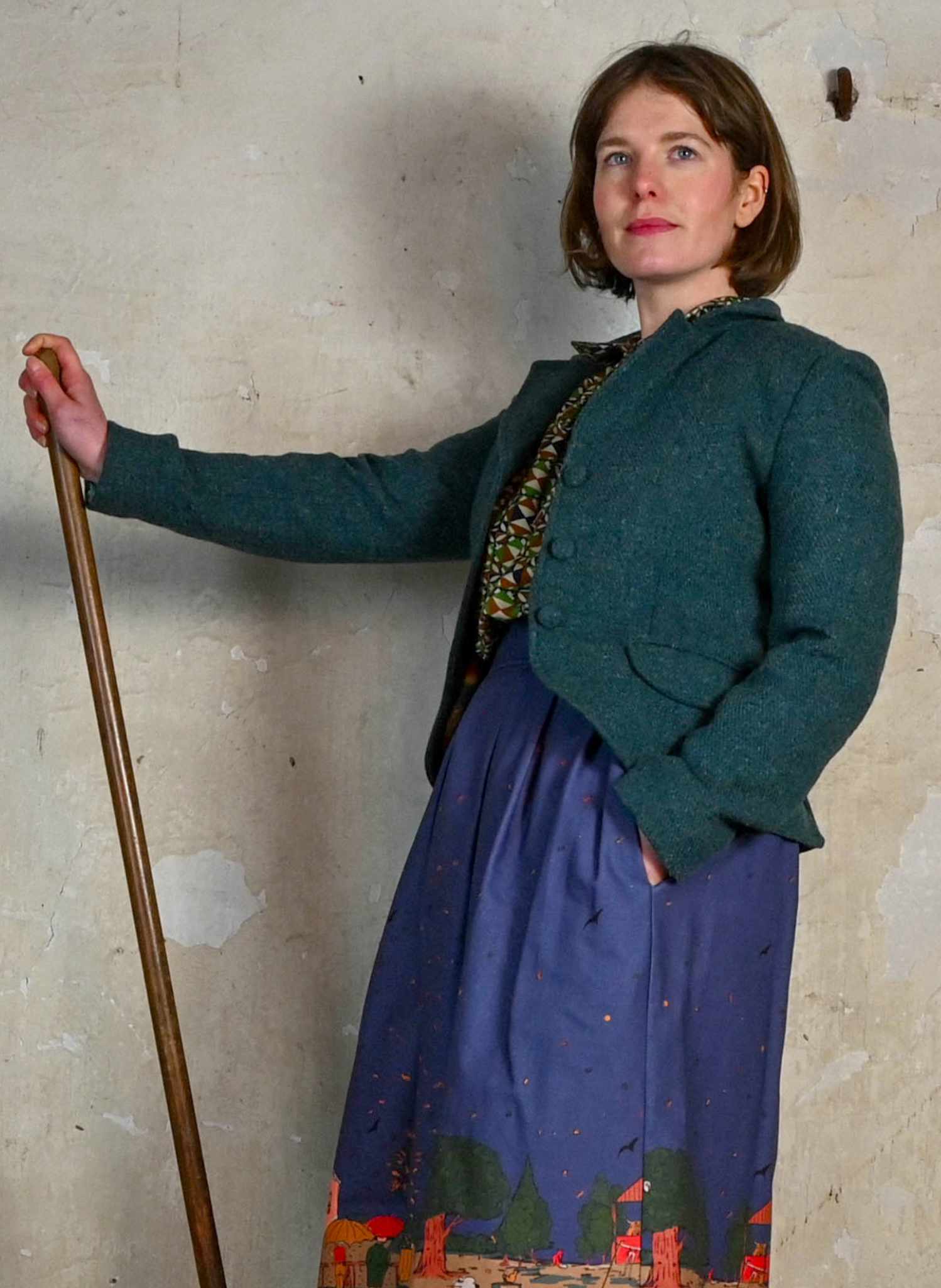 Heritage Riding Jacket - Teal with Treasure Map Lining