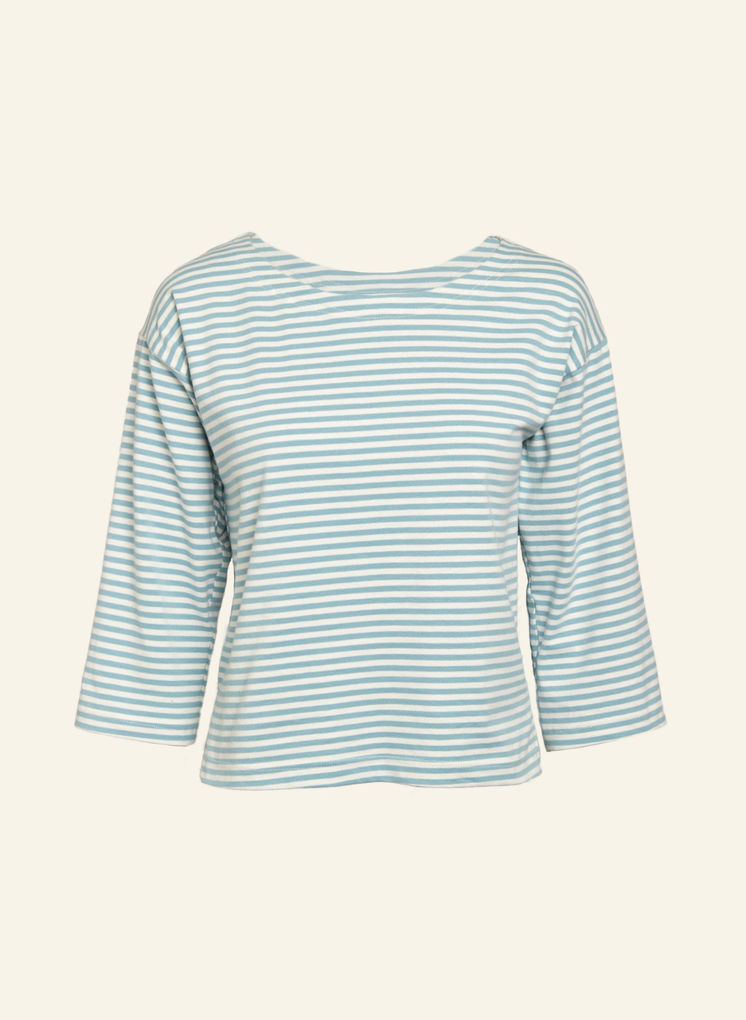 Tina Cotton Jersey Top - Light Blue Stripe