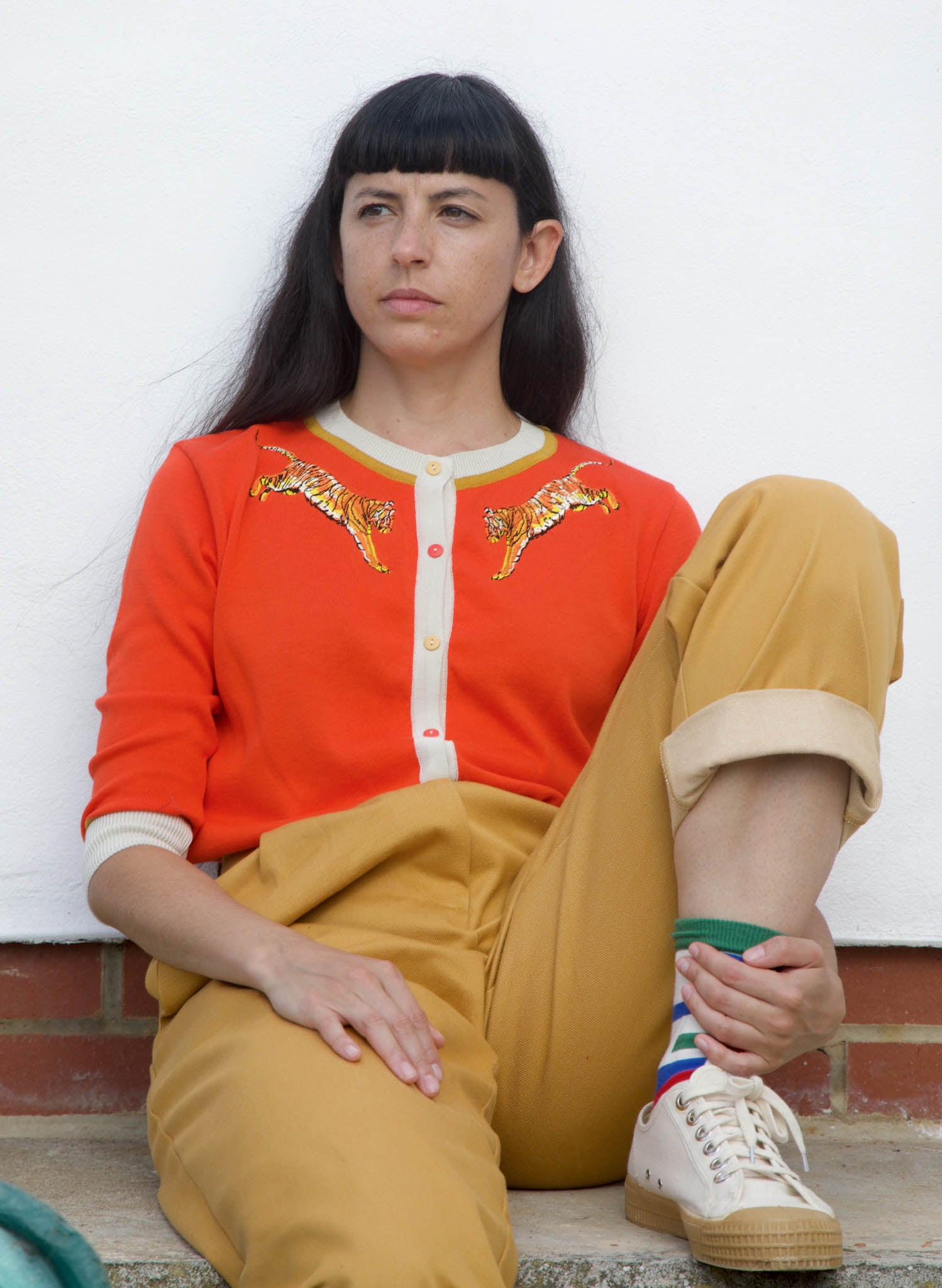 Vera Cardigan - Coral Leaping Tigers