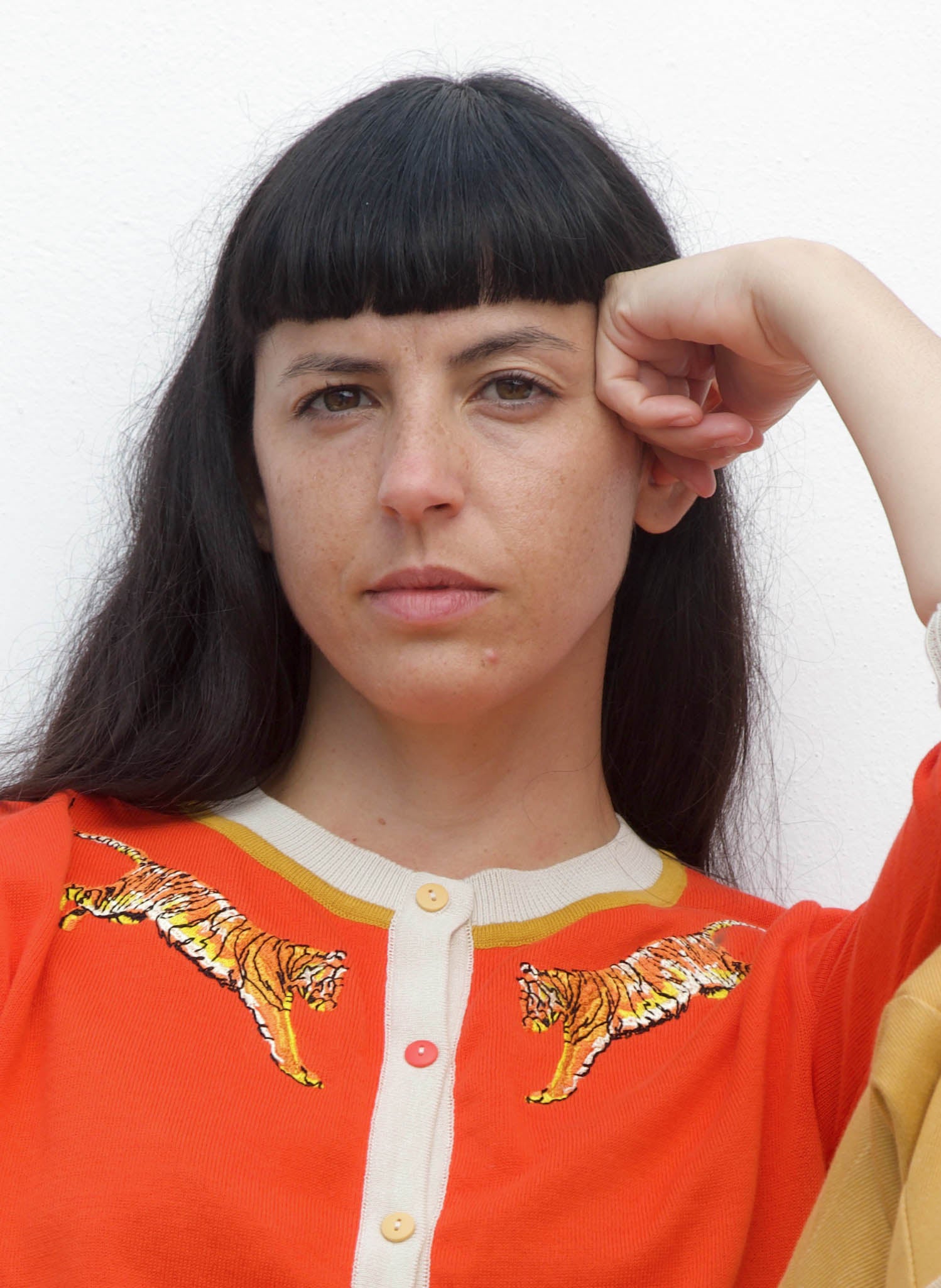 Vera Cardigan - Coral Leaping Tigers